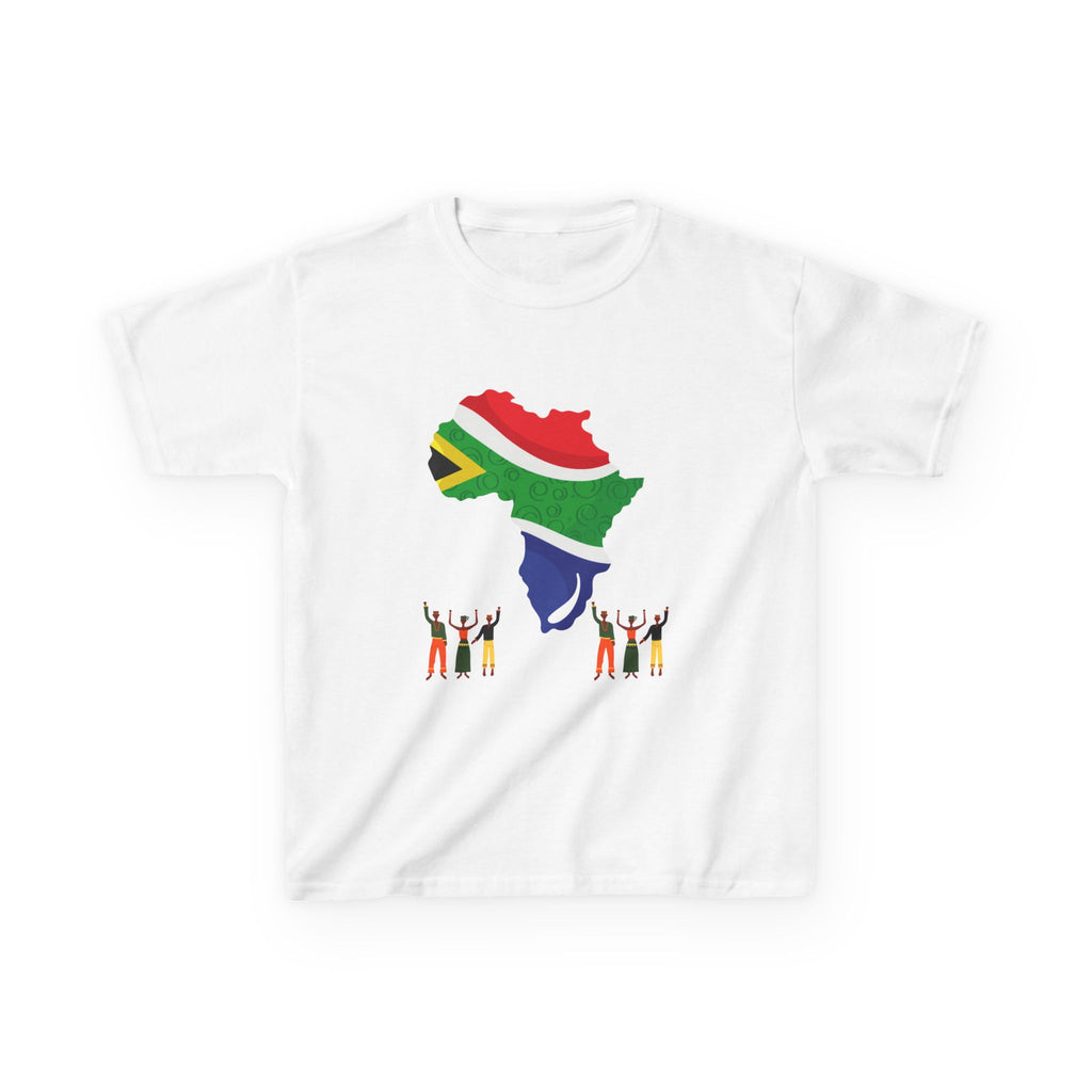 South Africa Kids T‑Shirt — South Africa Flag Map & Cup Trophy