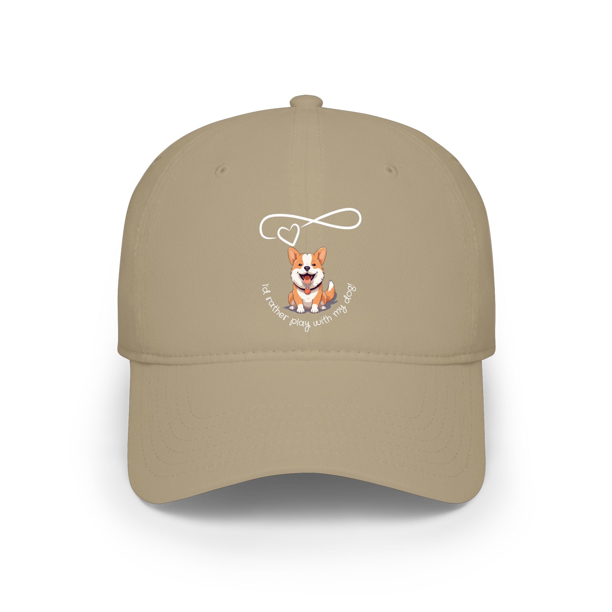Corgi Pawprints Low Profile Baseball Cap — "My Rescue Dog Has My Heart" Red Cap