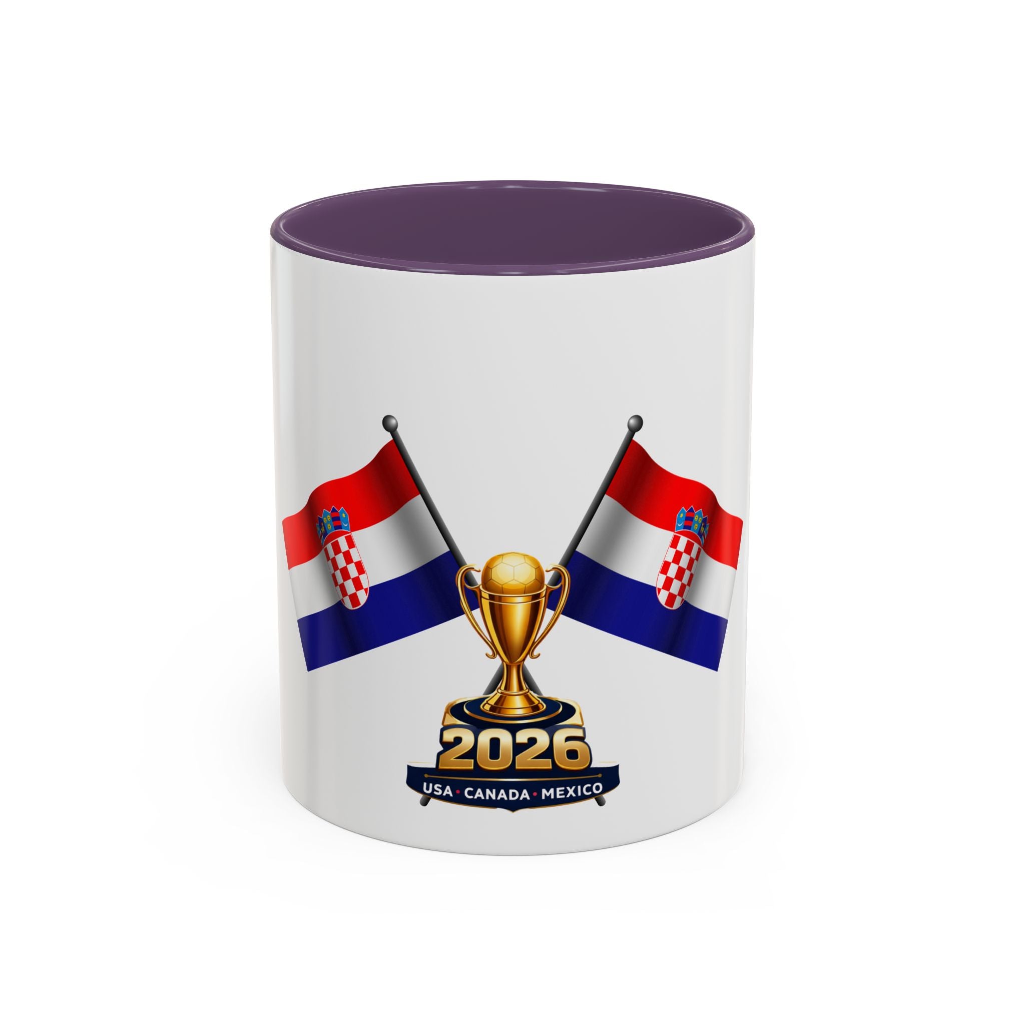 Croatia 2026 Soccer Fan Coffee Mug — Flags & Trophy Cup Design