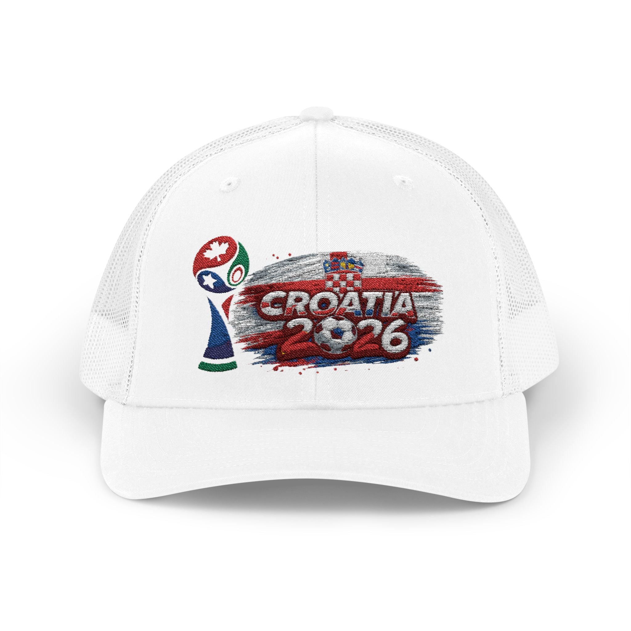 Croatia 2026 Cup Trucker Hat — Red & White Soccer Fan Snapback