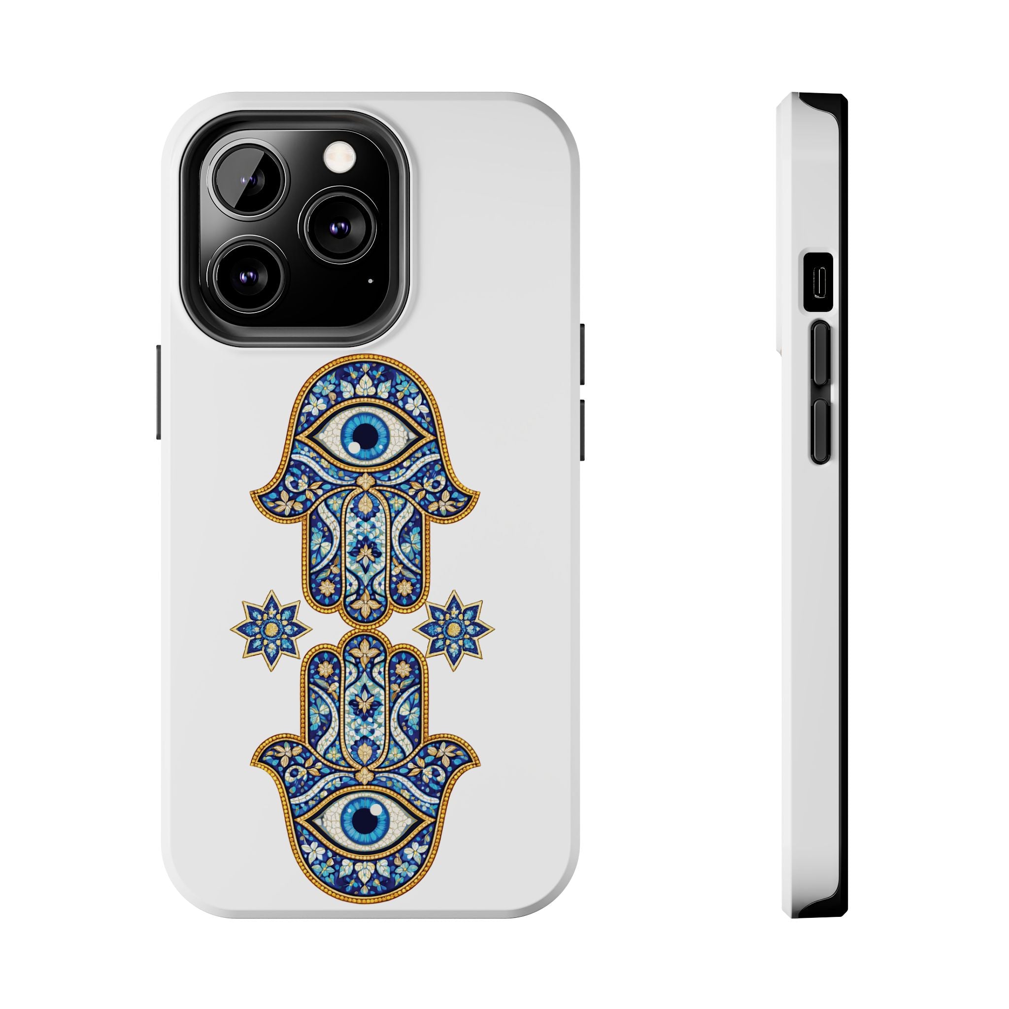 Hamsa Eye Tough Phone Case — Blue Mosaic Protective Phone Cover