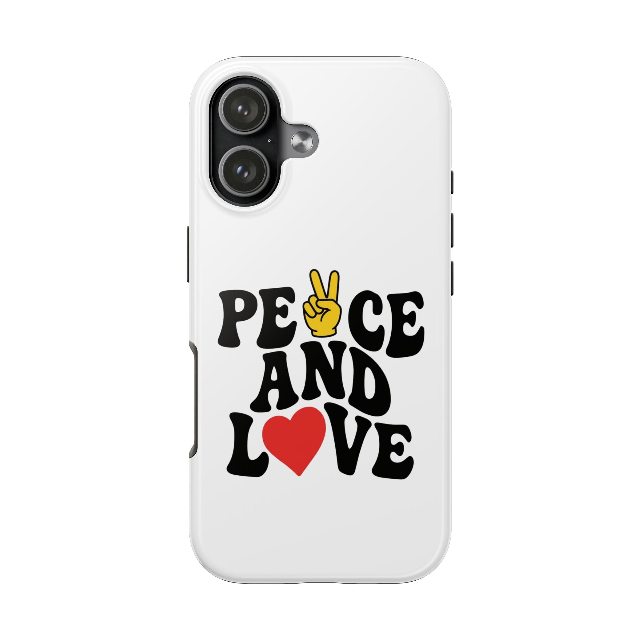 Peace and Love Tough Phone Case — Retro Peace Sign & Heart Protective Cover
