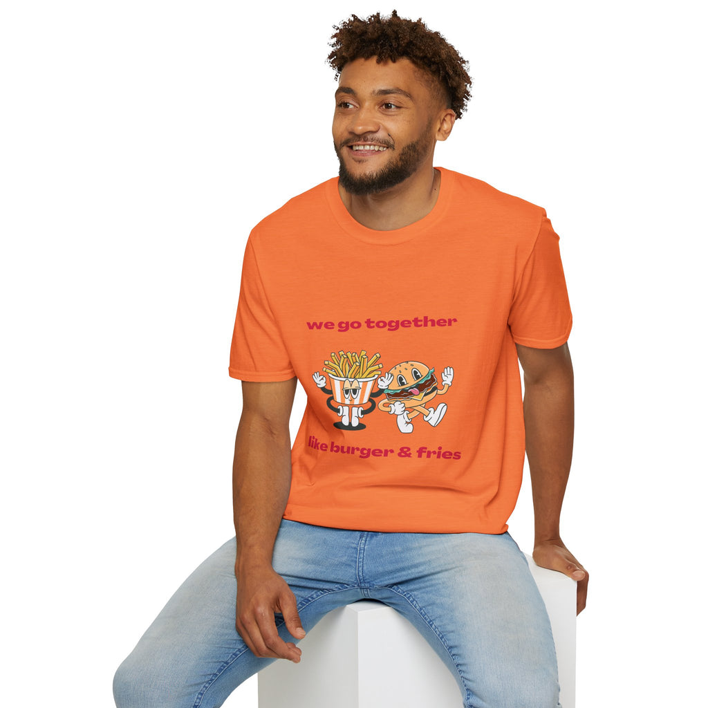 Burger & Fries Graphic T-Shirt — "We Go Together" Cute Matching Tee