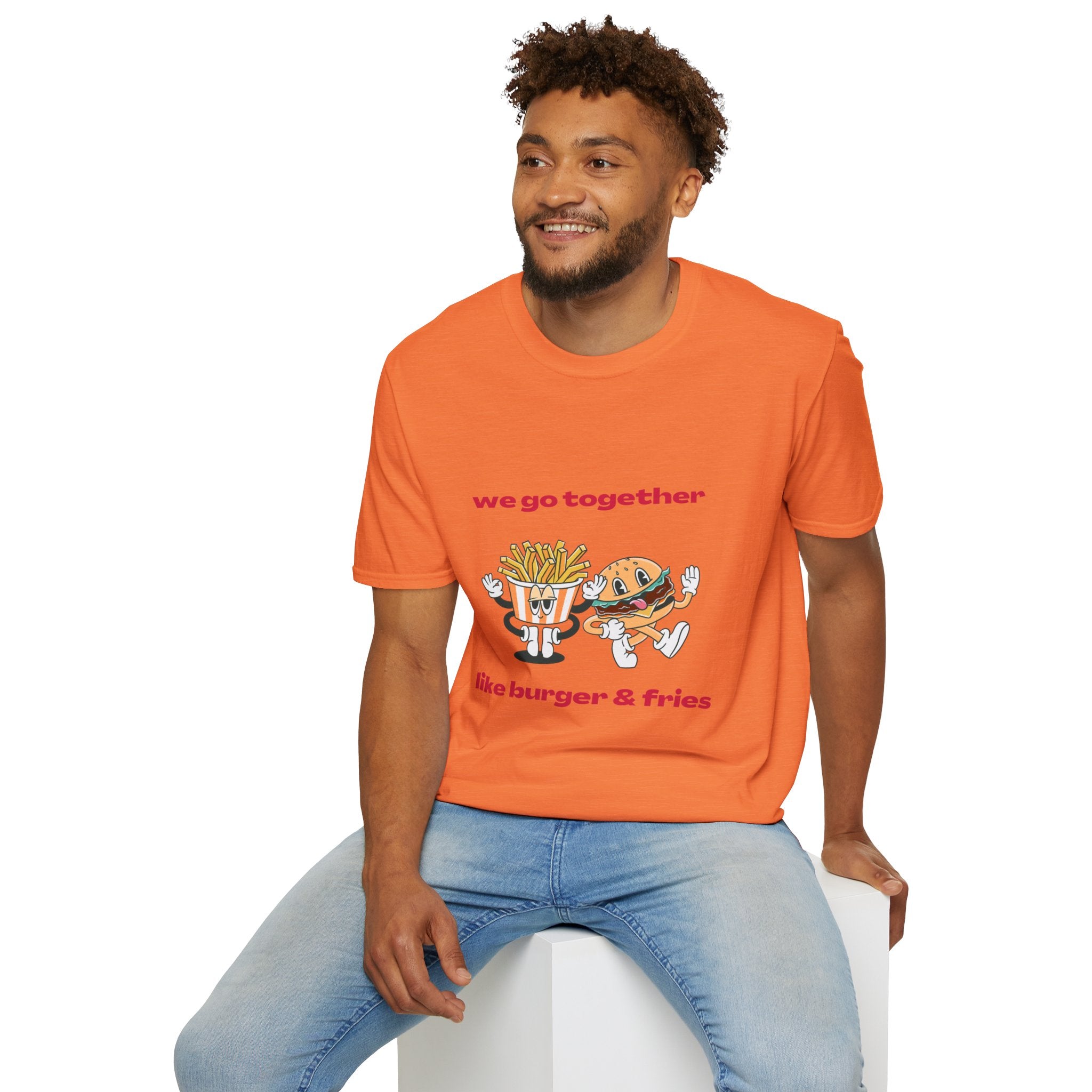 Burger & Fries Graphic T-Shirt — "We Go Together" Cute Matching Tee