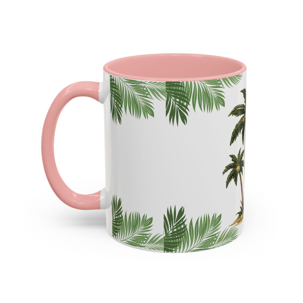 Tropical Palm Coffee Mug — Beachy Accent Mug with Palm Leaves (11oz)