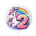 Unicorn "I’m 2" Rainbow Birthday Balloon — 11" Round/Heart Foil Balloon