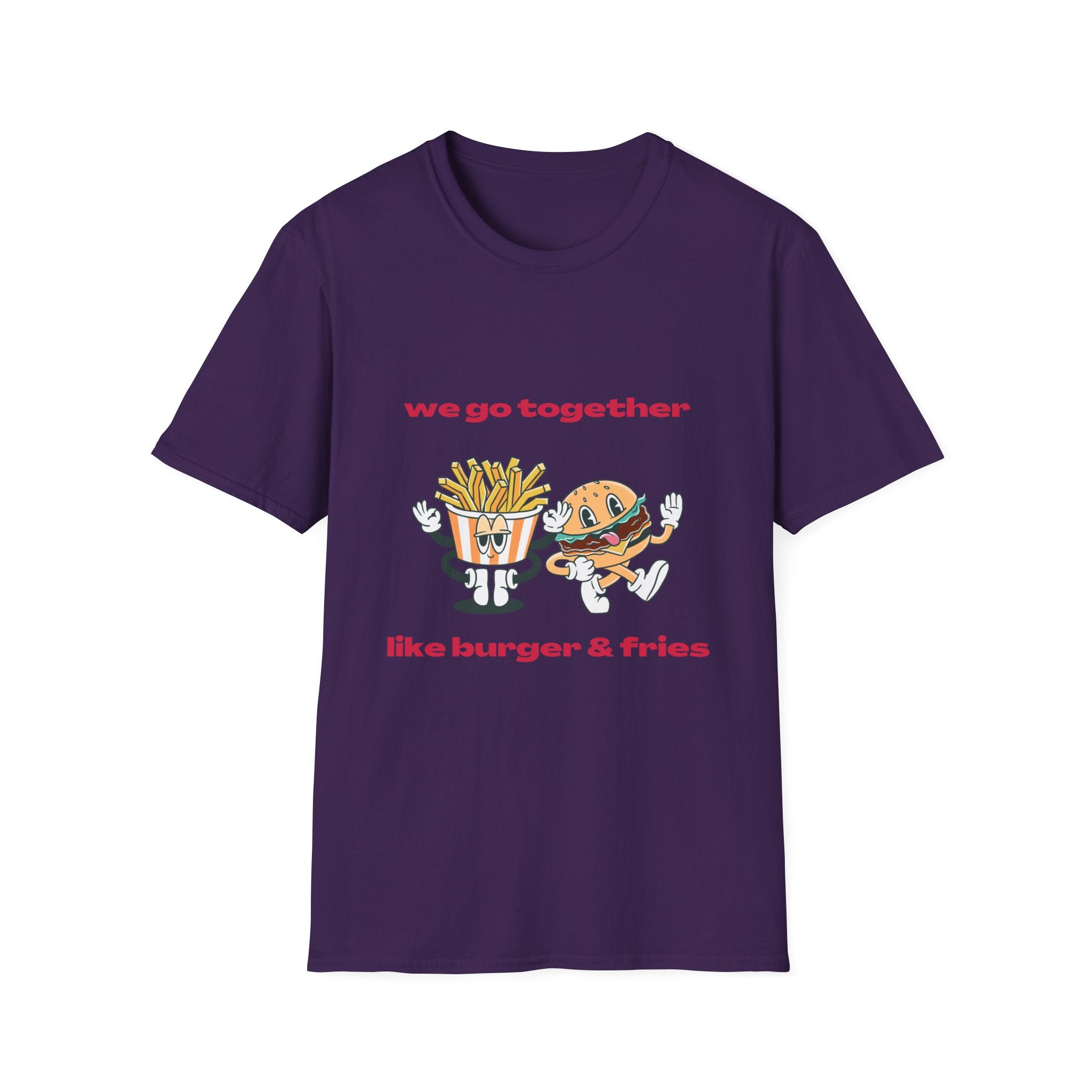 Burger & Fries Graphic T-Shirt — "We Go Together" Cute Matching Tee