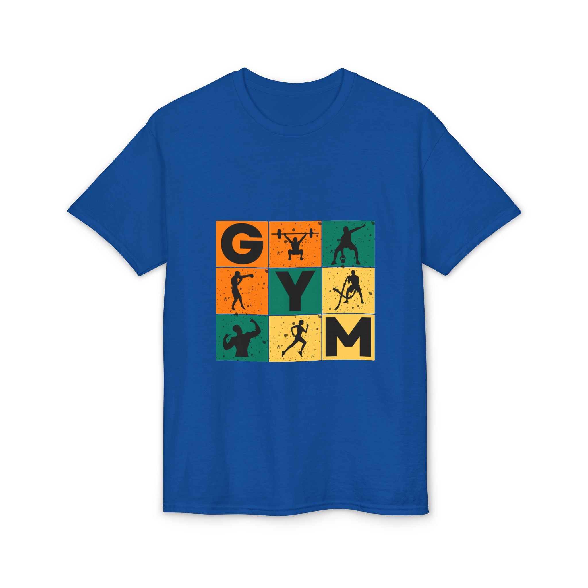 Gym Blocks Graphic T-Shirt — Retro Fitness Silhouette Tee