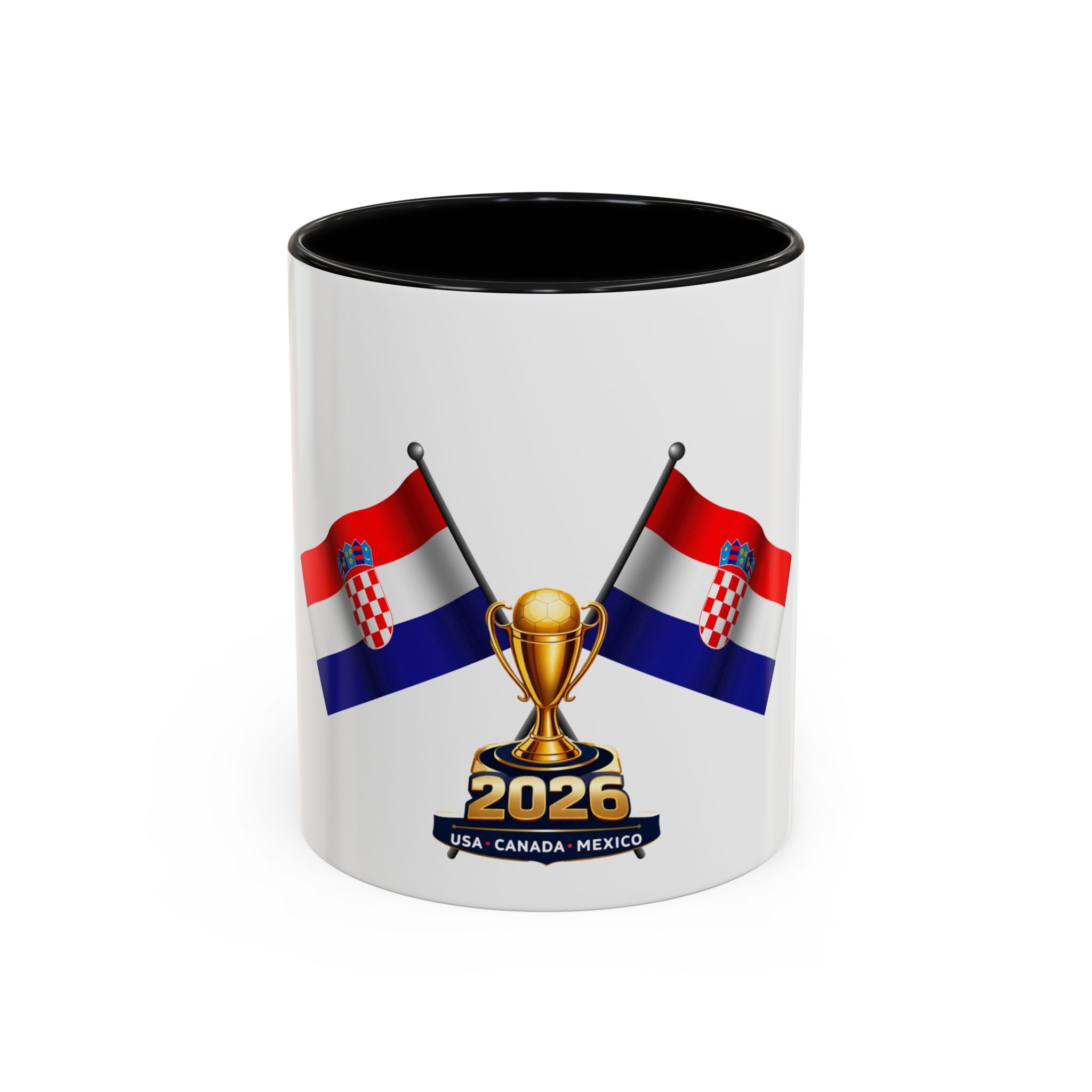 Croatia 2026 Soccer Fan Coffee Mug — Flags & Trophy Cup Design