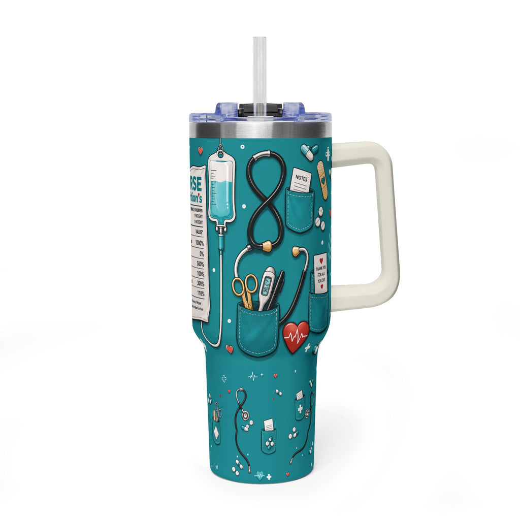 Nurse Nutrition 40oz Vacuum Tumbler – Medical Tools Pattern Insulated Travel Mug