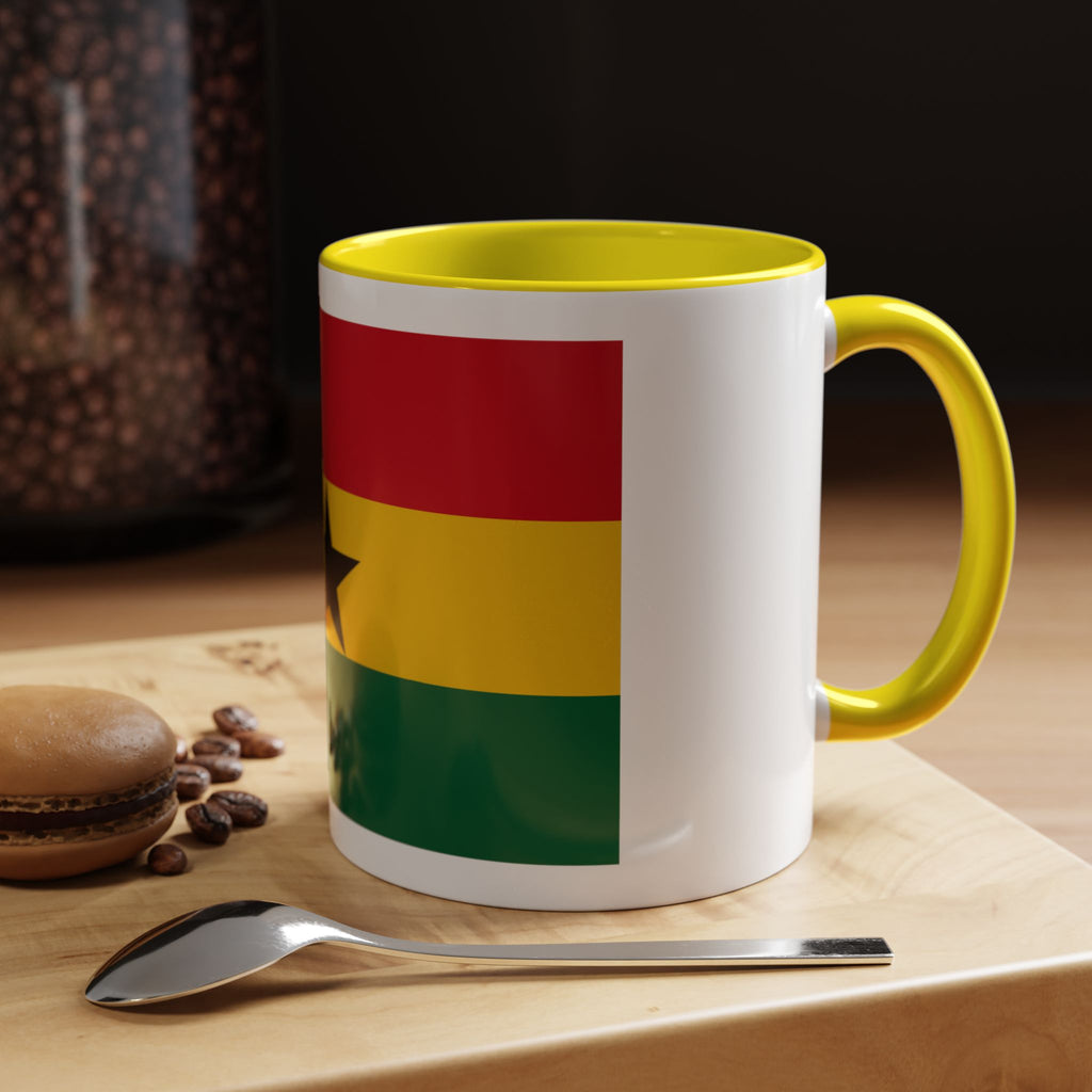 Ghana Flag Accent Coffee Mug – Black Star Red Yellow Green 11/15oz