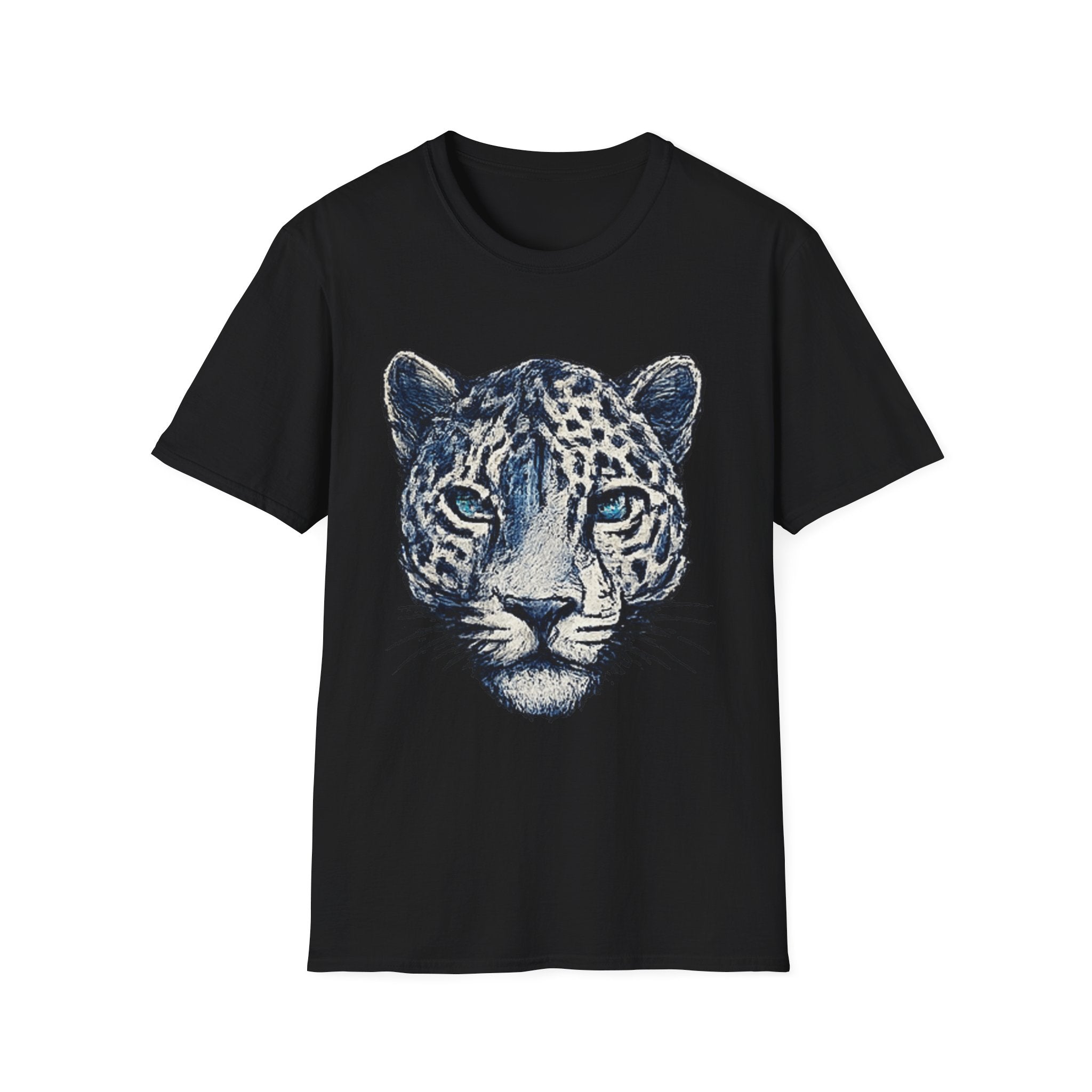 Leopard Face T-Shirt — Realistic Blue-Eyed Big Cat Graphic Tee