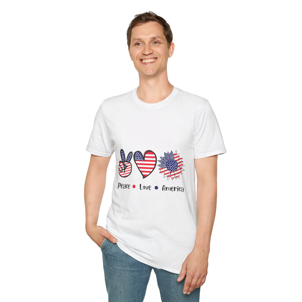 Peace Love America T-Shirt — Patriotic Fourth of July Tee
