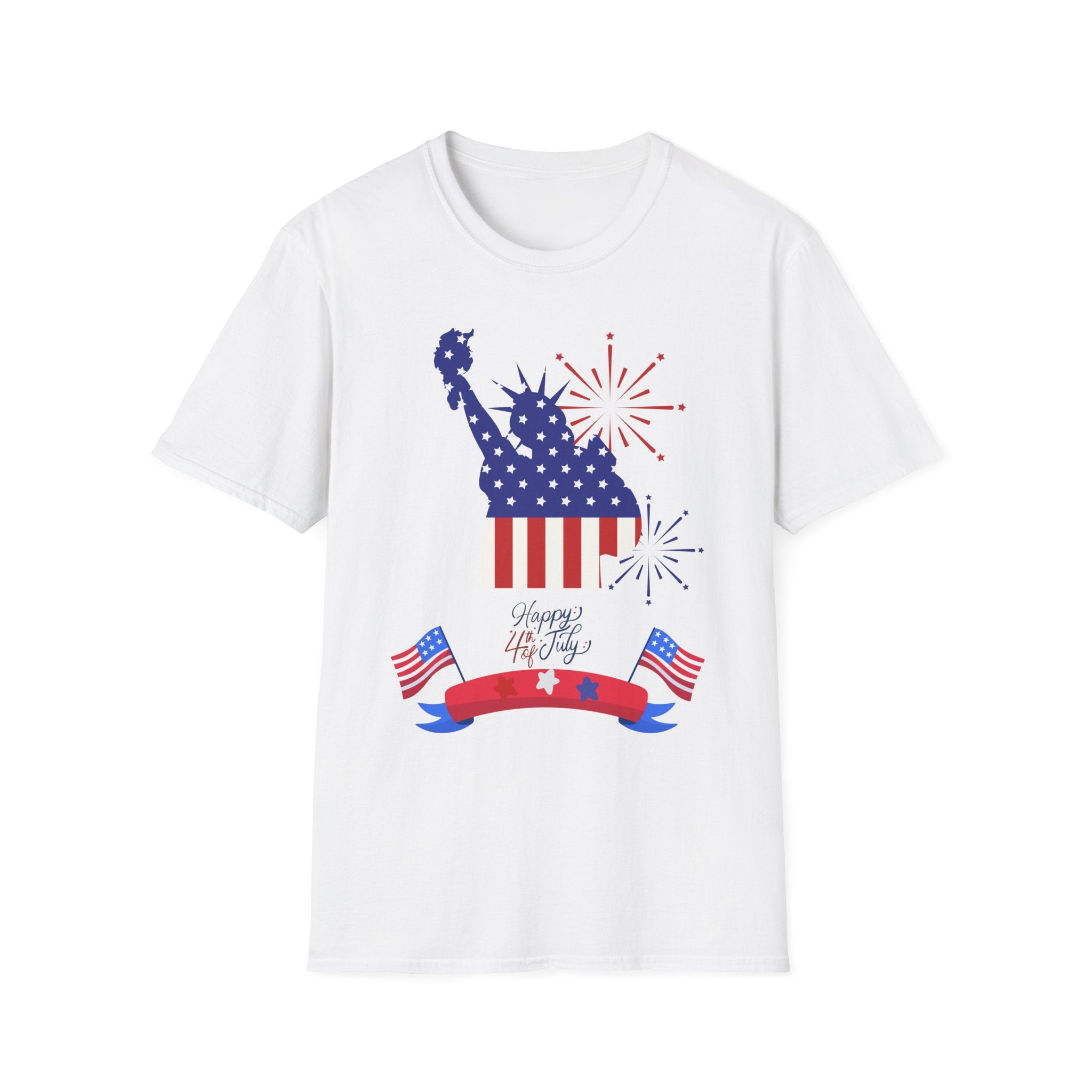 Patriotic Statue of Liberty T-Shirt – 4th of July American Flag Fireworks Tee