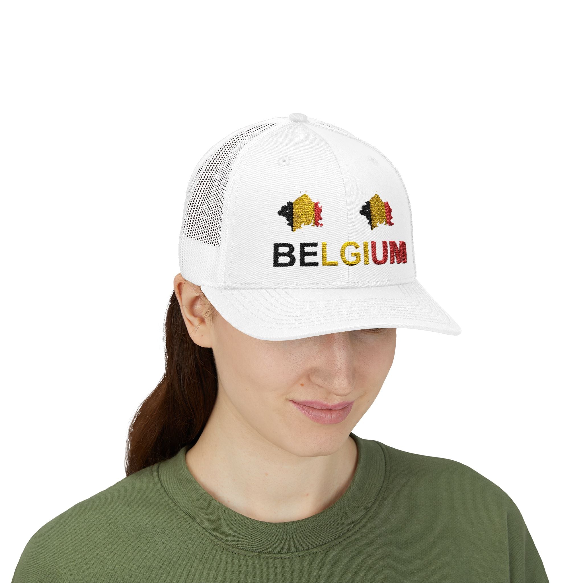 Belgium Flag Trucker Cap — Embroidered 'BELGIUM' Snapback Hat