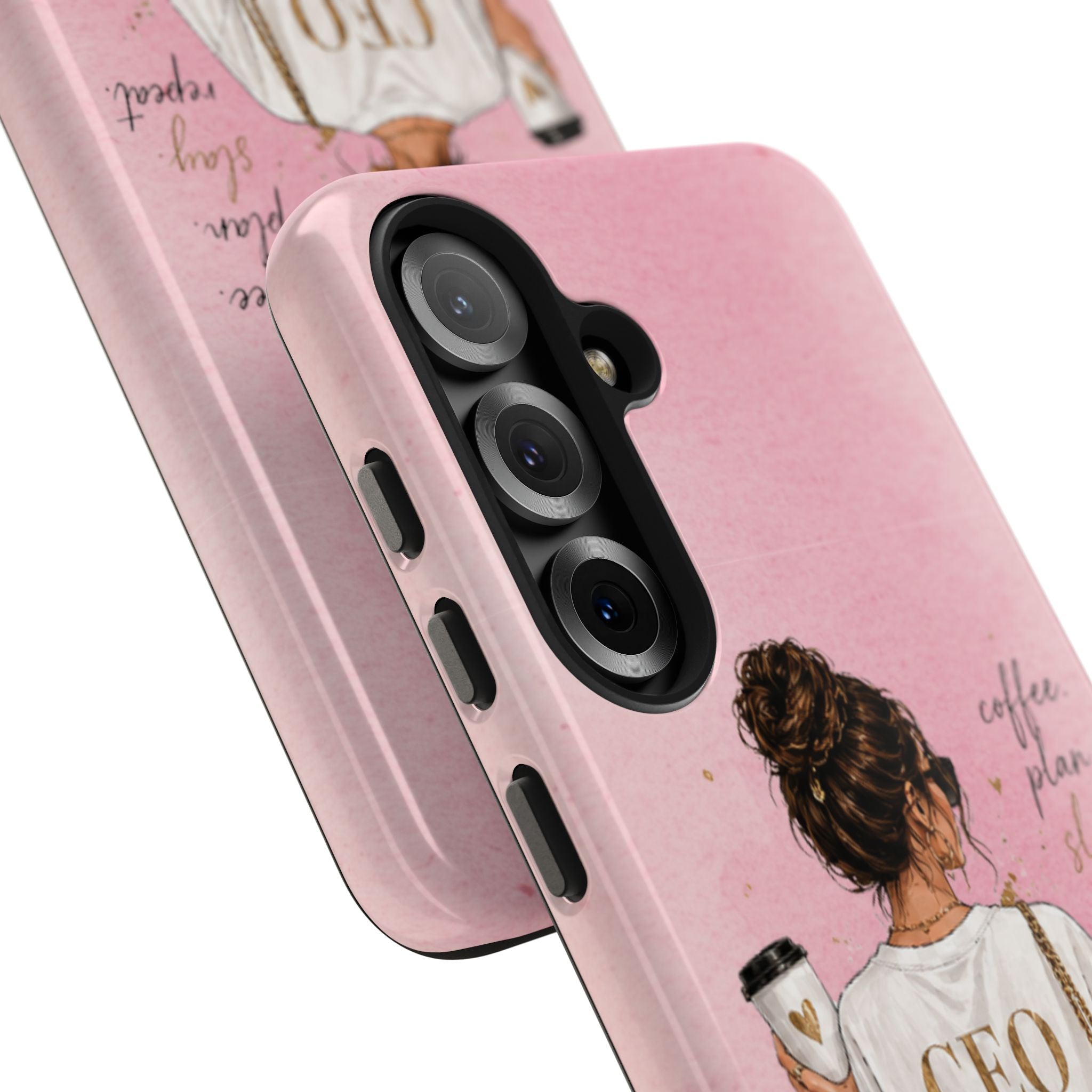 CEO Mood Tough Phone Case — "Coffee, Plan, Slay, Repeat" Pink Protective Cover