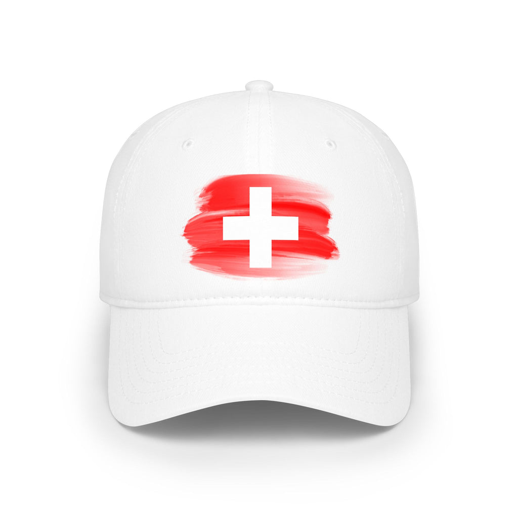 Switzerland Flag Paint Stroke Cap — Low Profile Baseball Hat