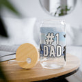 #1 Dad Sipper Glass – 16oz Father’s Day Drinking Jar with Family Silhouette