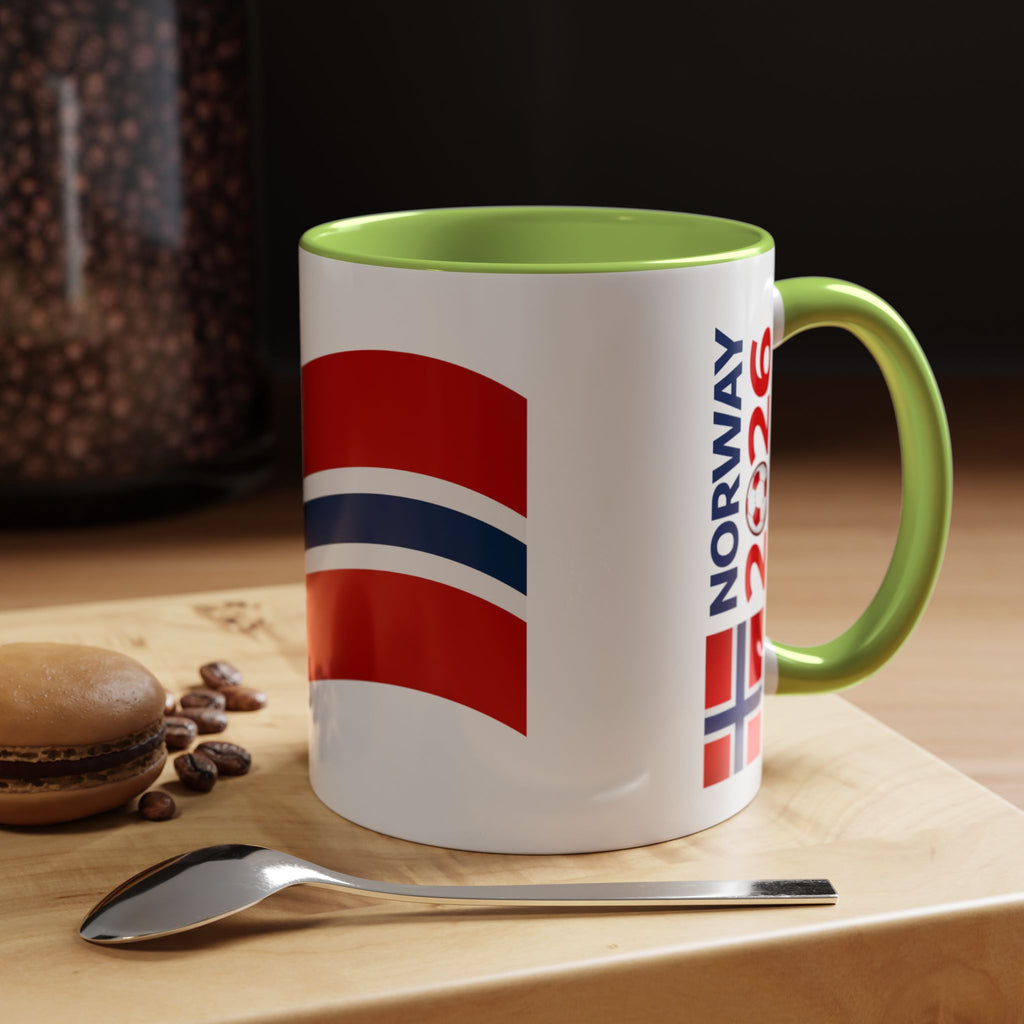 Norway Flag Accent Coffee Mug – Norway 2026 Soccer Fan Ceramic Mug (11/15oz)