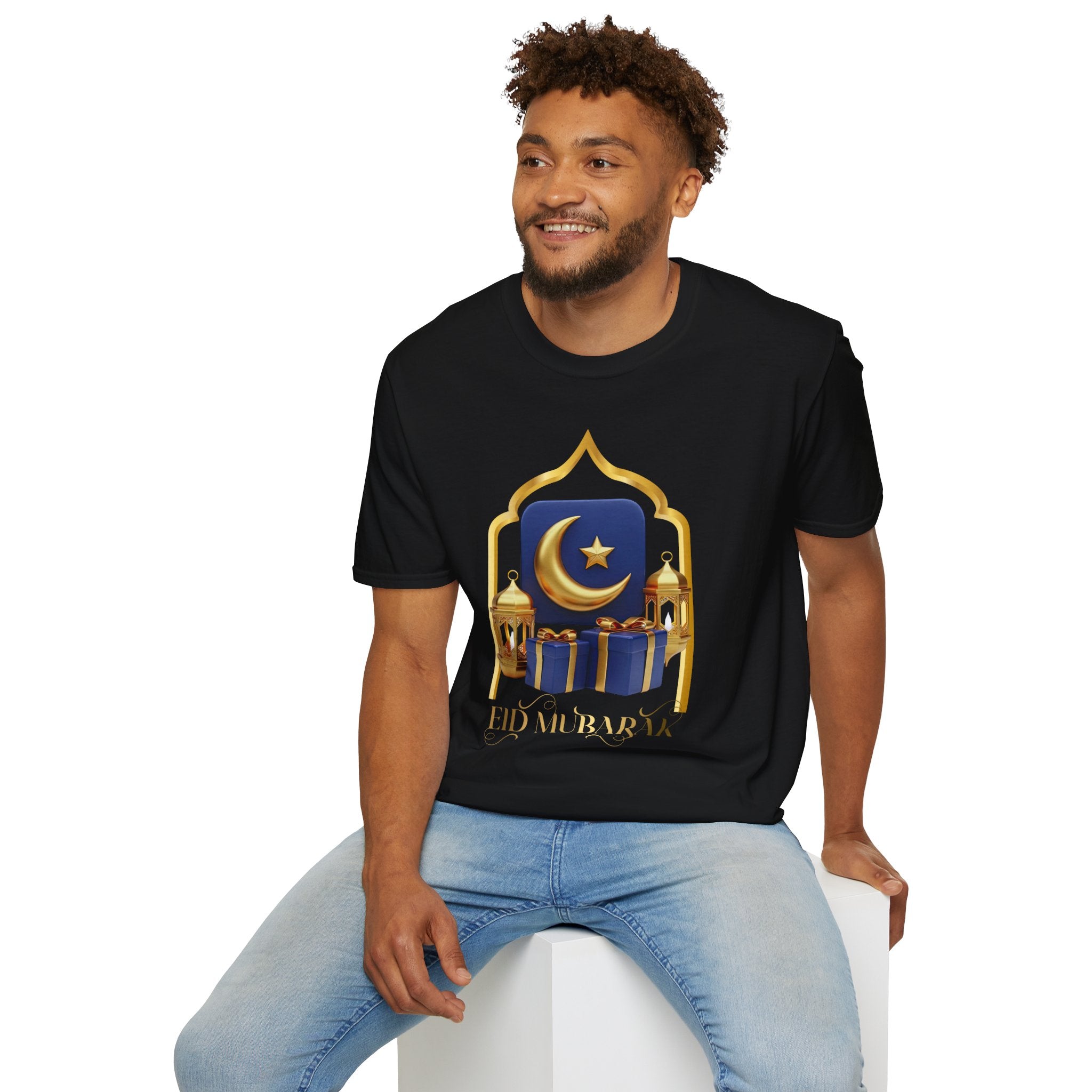 Eid Mubarak T-Shirt — Crescent Moon & Mosque Graphic