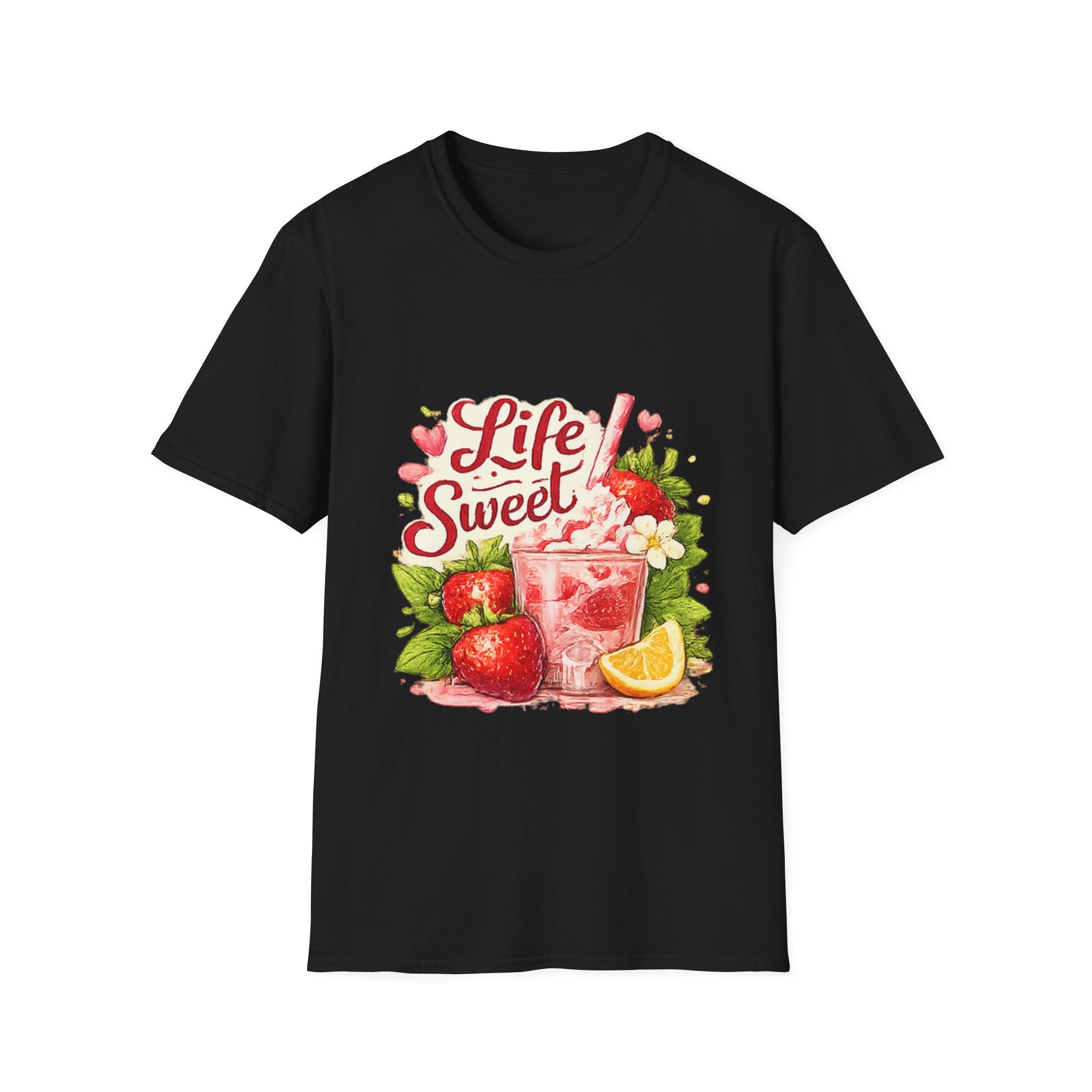 T-Shirt — "Life Sweet" Strawberry Lemonade Graphic Tee