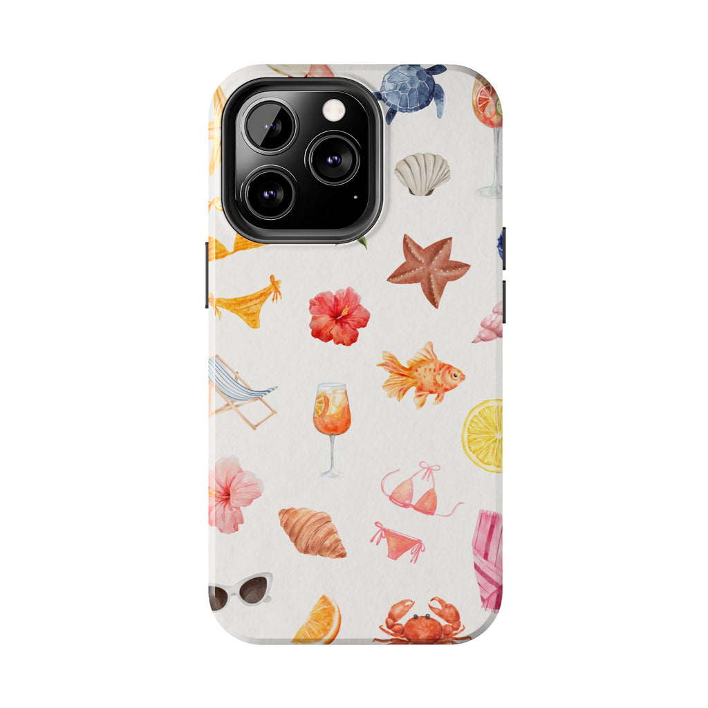 Summer Seashells Pattern Tough Phone Case — Beach Vacation Phone Cover