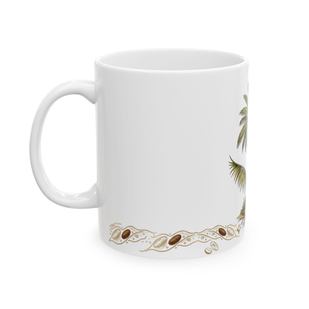 Tropical Palm Tree Coffee Mug – Vintage Beach Shells Ceramic Mug (11oz & 15oz)