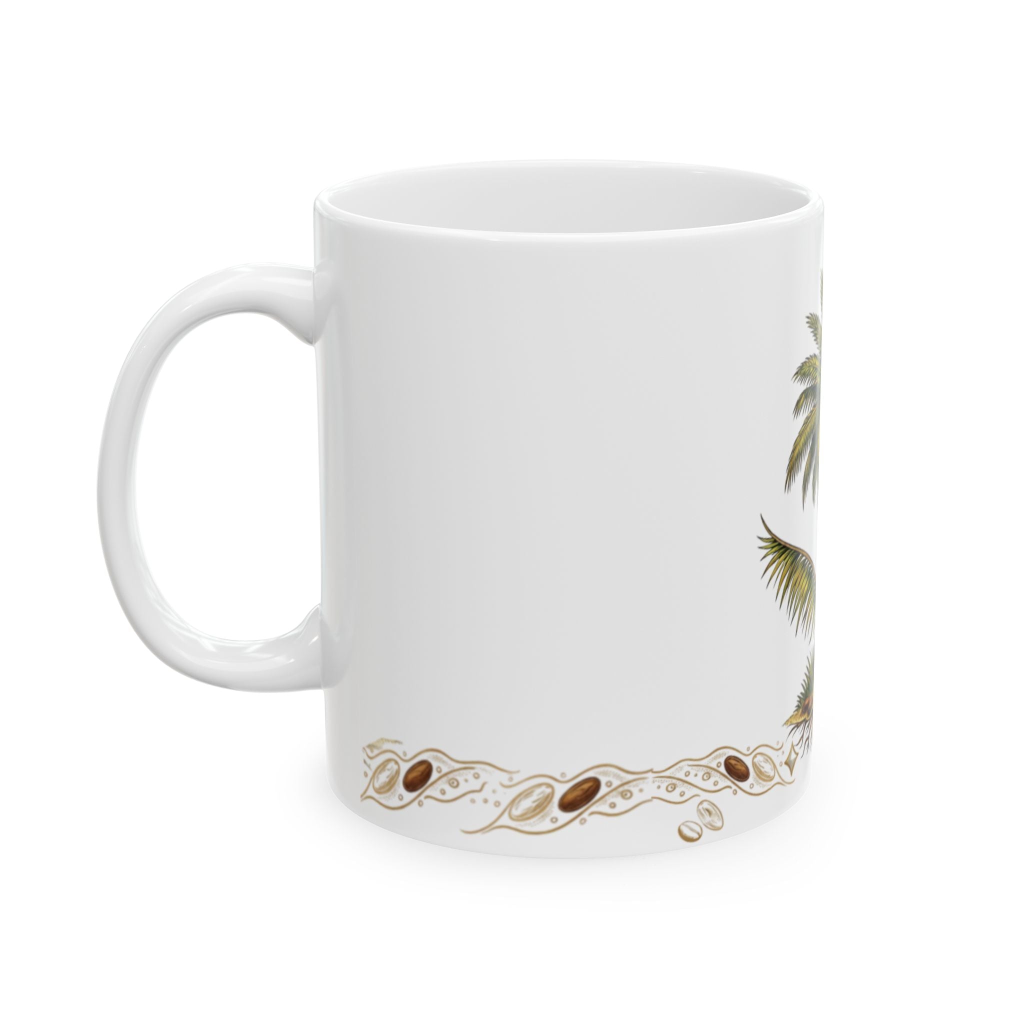 Tropical Palm Tree Coffee Mug – Vintage Beach Shells Ceramic Mug (11oz & 15oz)