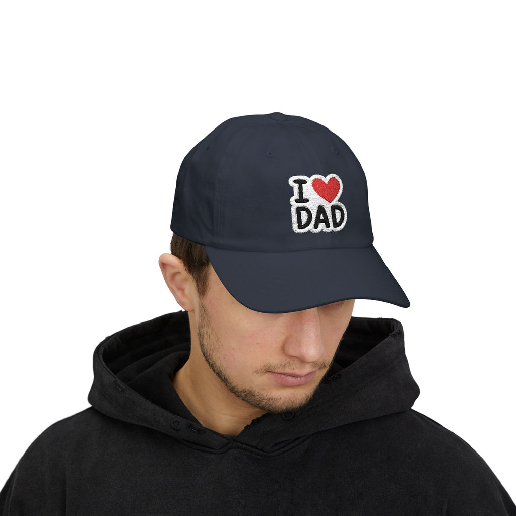 I  DAD Embroidered Dad Cap — Classic White Baseball Hat for Father’s Day