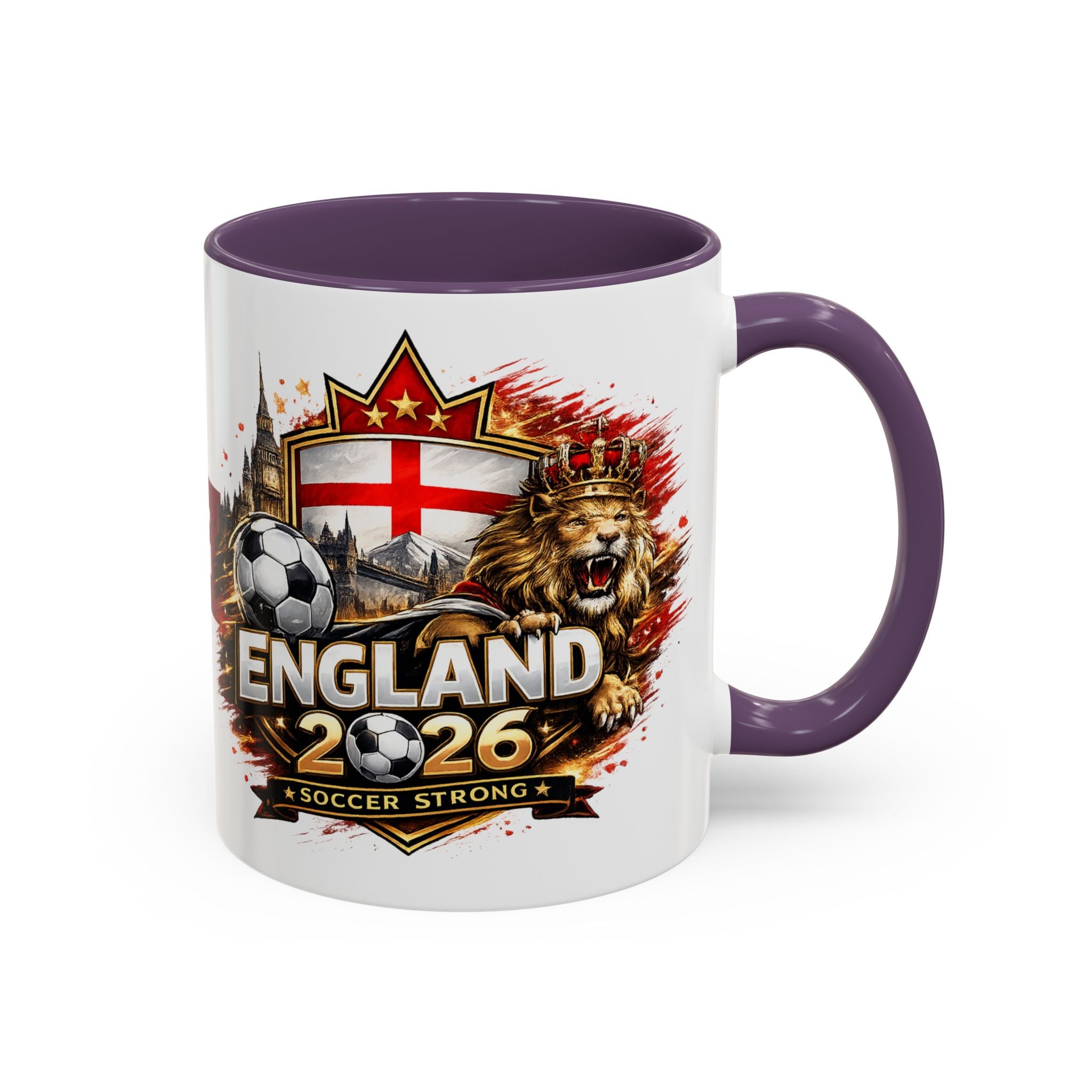 England 2026 Soccer Cup Accent Coffee Mug (11, 15oz)