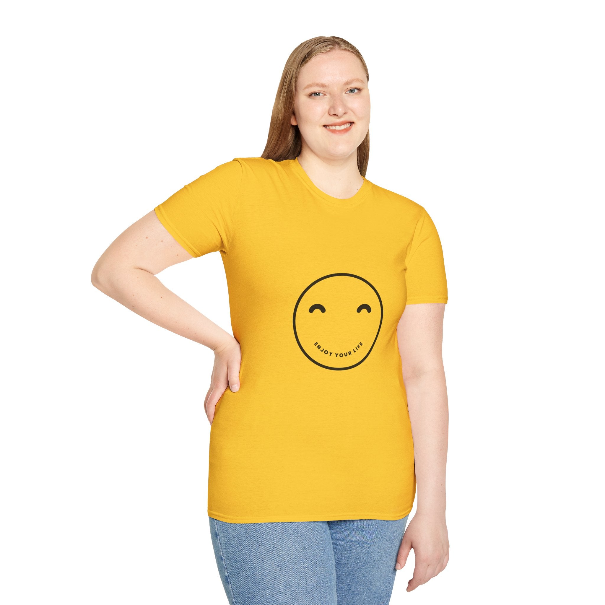 Smiley Face T-Shirt — "Enjoy Your Life" Minimal Graphic Tee