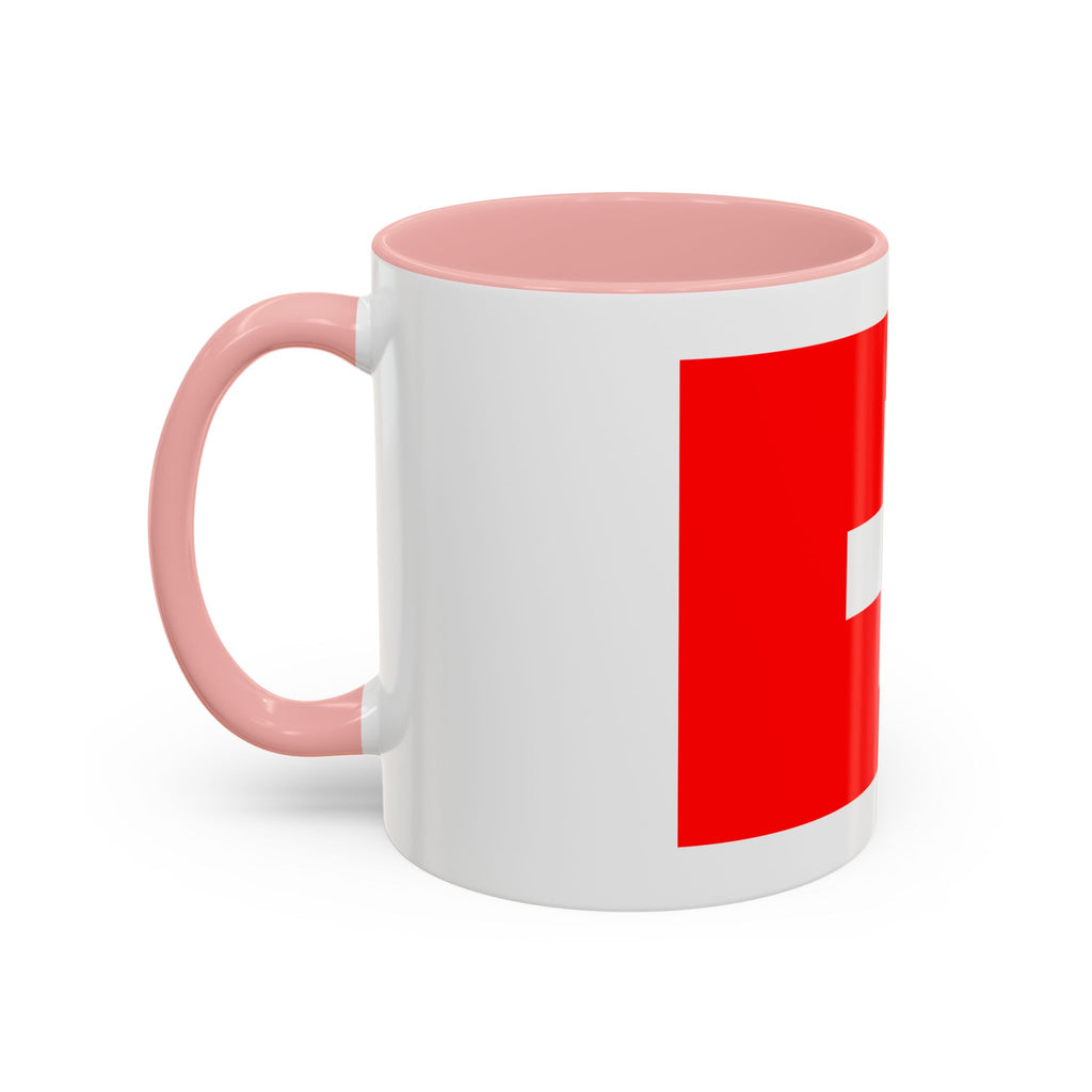 Switzerland Flag Accent Coffee Mug — Red White Swiss Cross Ceramic Mug (11/15oz)