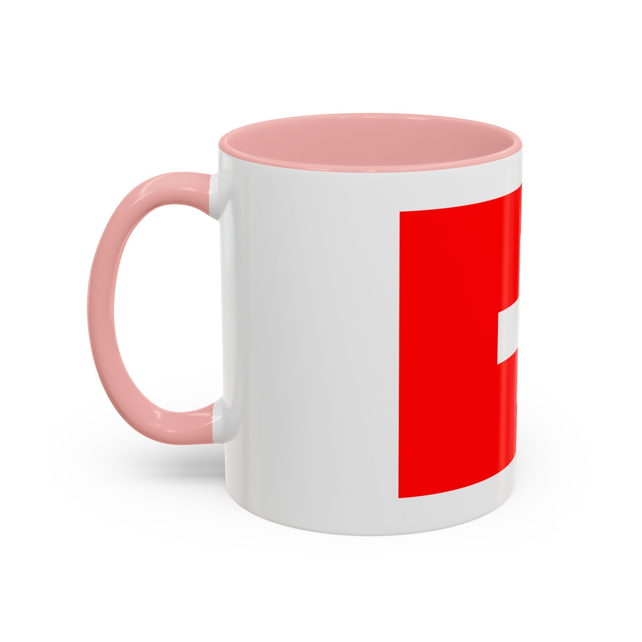 Switzerland Flag Accent Coffee Mug — Red White Swiss Cross Ceramic Mug (11/15oz)
