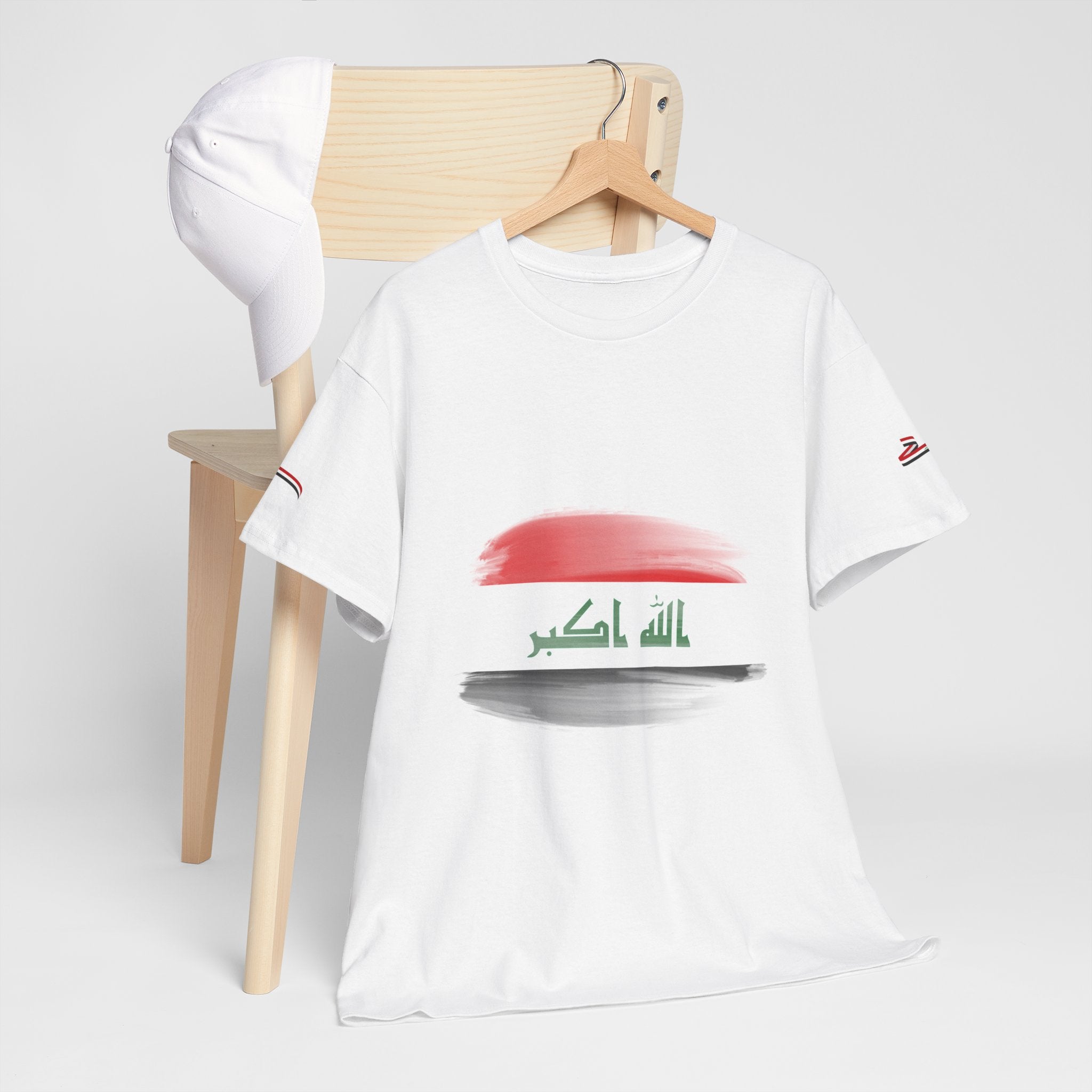 Iraq 2026 Football Cup T-Shirt – Iraq Flag Brushstroke & 'Allah Akbar' Design