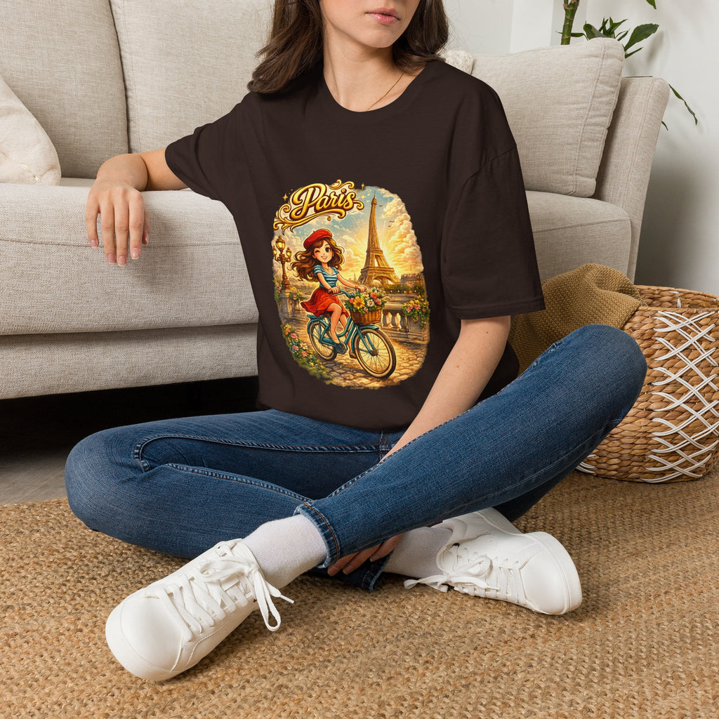 Paris Retro Bicycle T-Shirt — Vintage Eiffel Tower Travel Tee