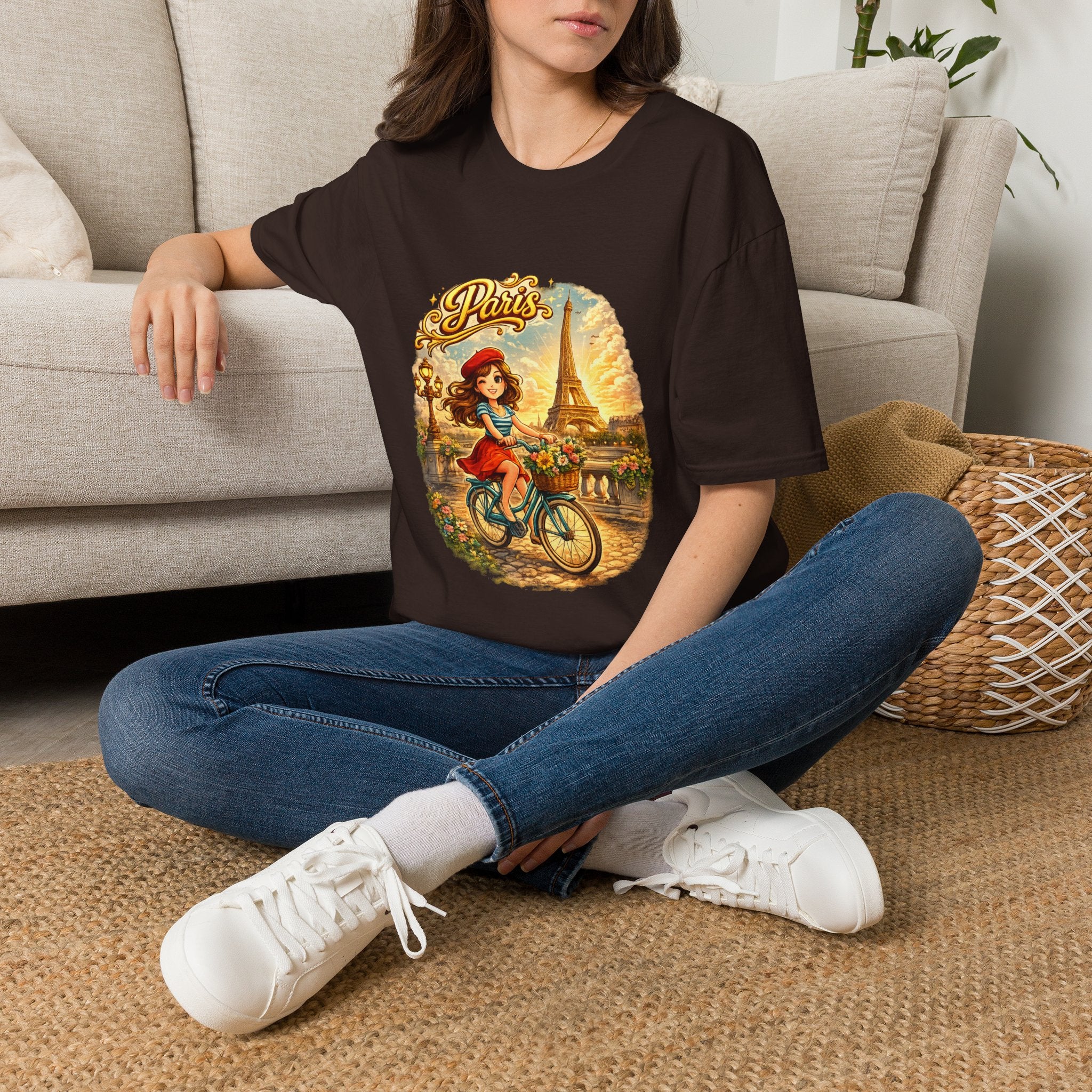 Paris Retro Bicycle T-Shirt — Vintage Eiffel Tower Travel Tee