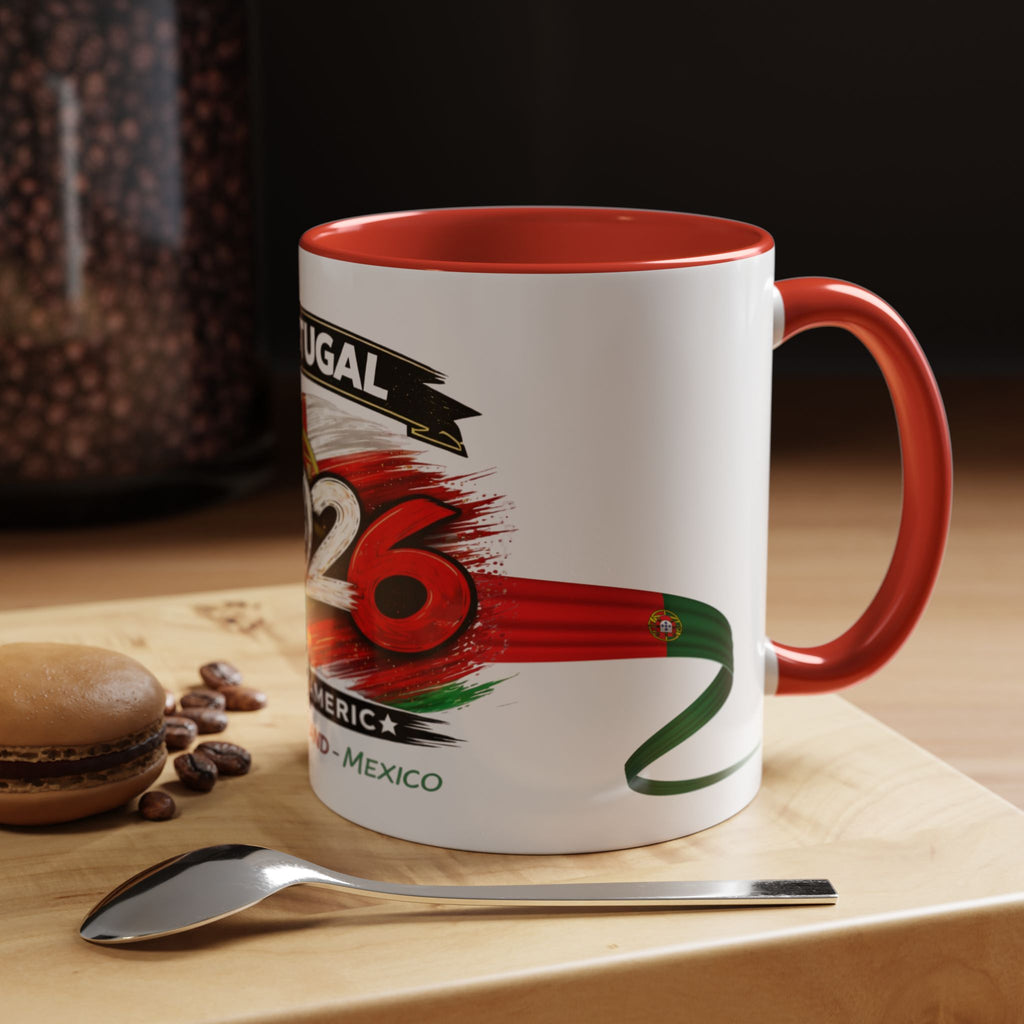 Portugal 2026 Soccer Cup Accent Coffee Mug — USA England Mexico Host Nations