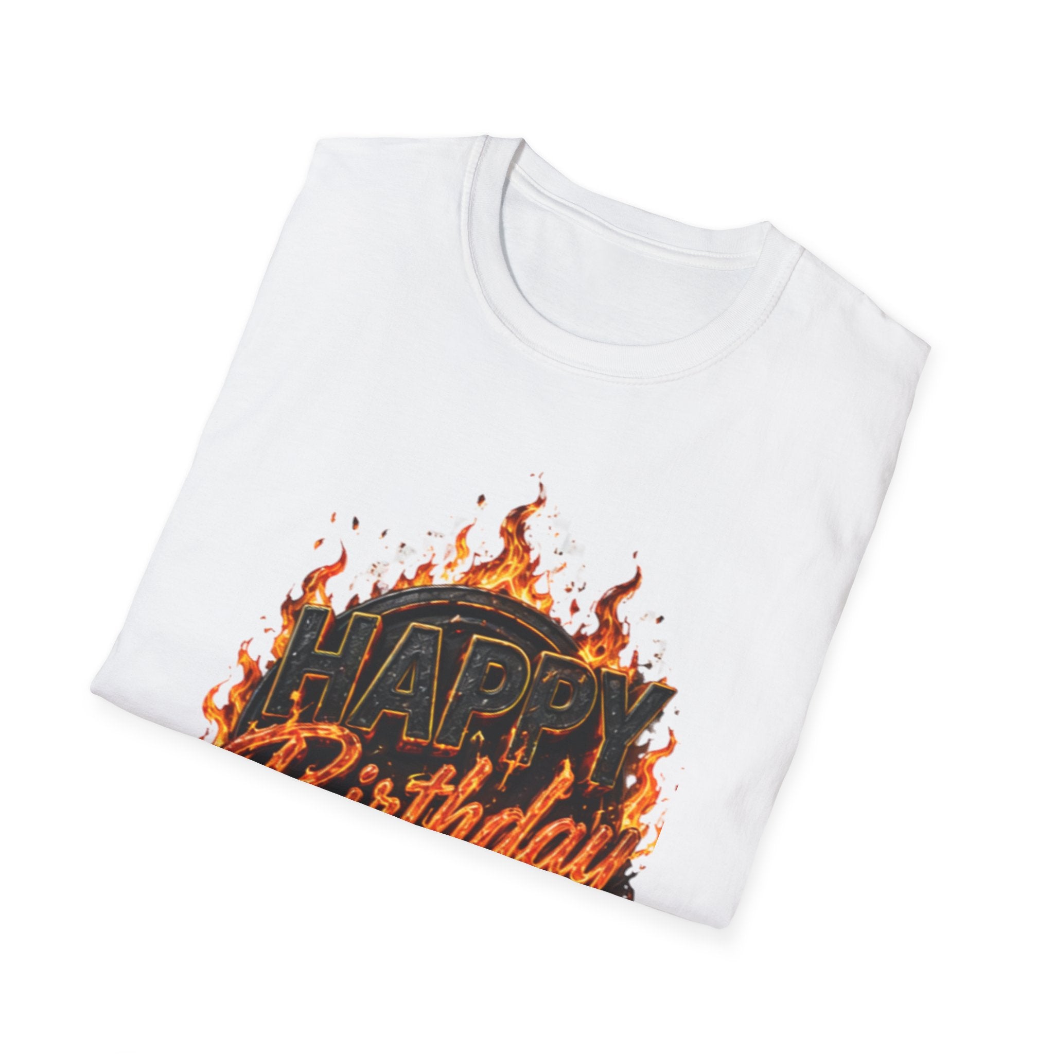 Birthday Flames T‑Shirt — "Happy Birthday" Fiery Graphic Tee