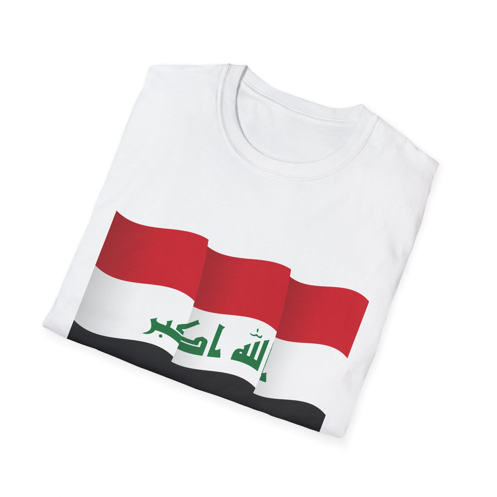 Iraq Flag T-Shirt — Waving Flag Design with Arabic 'Allahu Akbar'