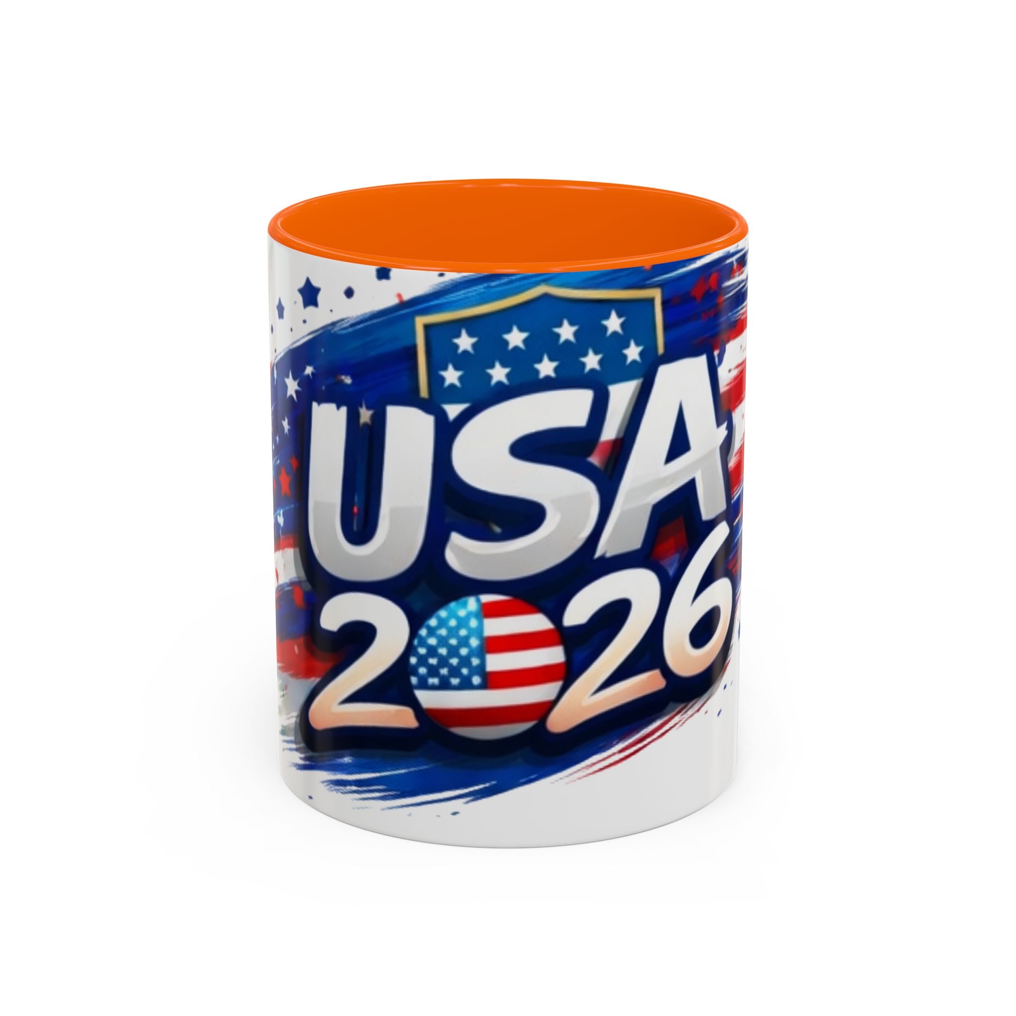 USA 2026 Flag Accent Coffee Mug — Patriotic Fourth of July Drinkware