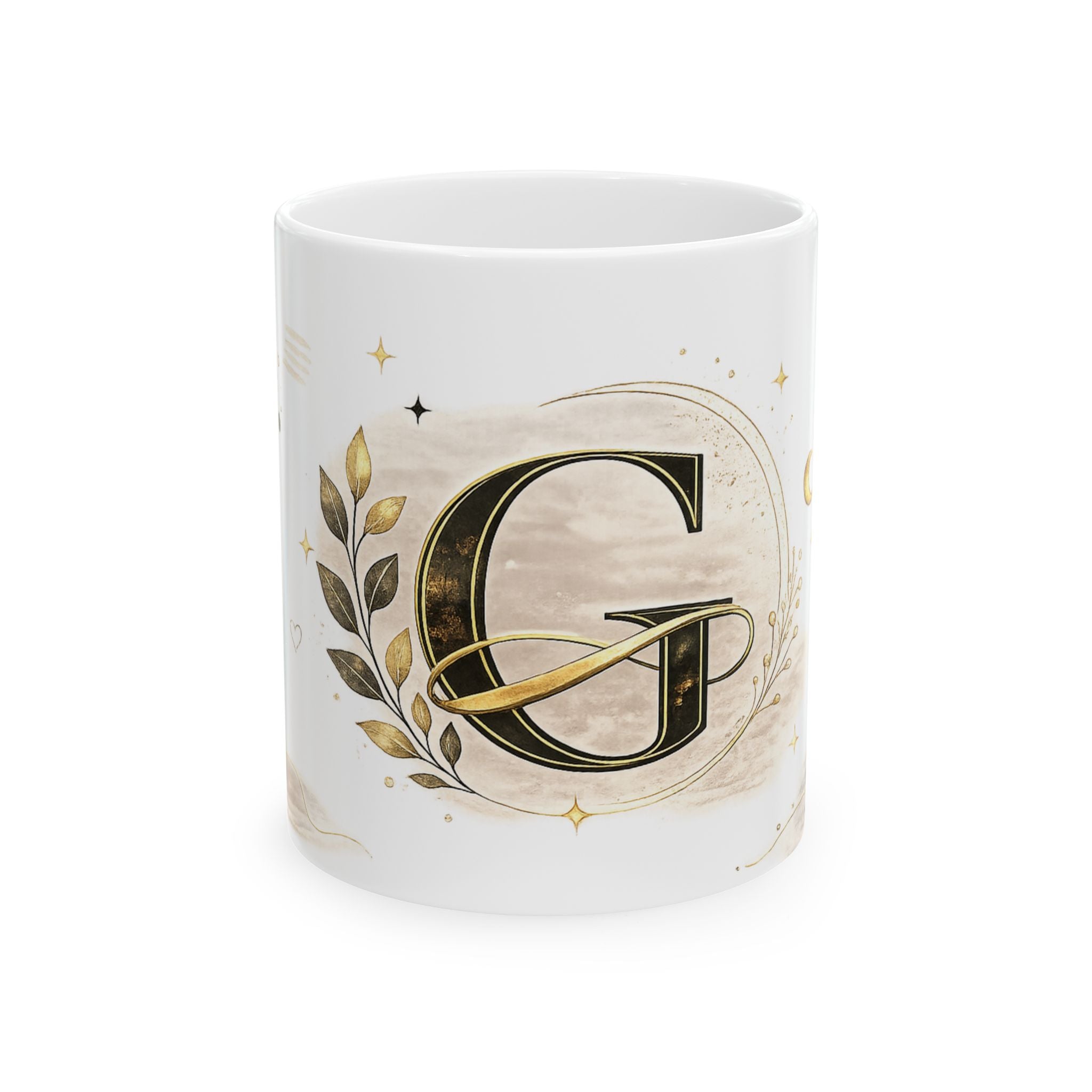 Monogram G Ceramic Mug — Elegant Gold Letter G Coffee Cup