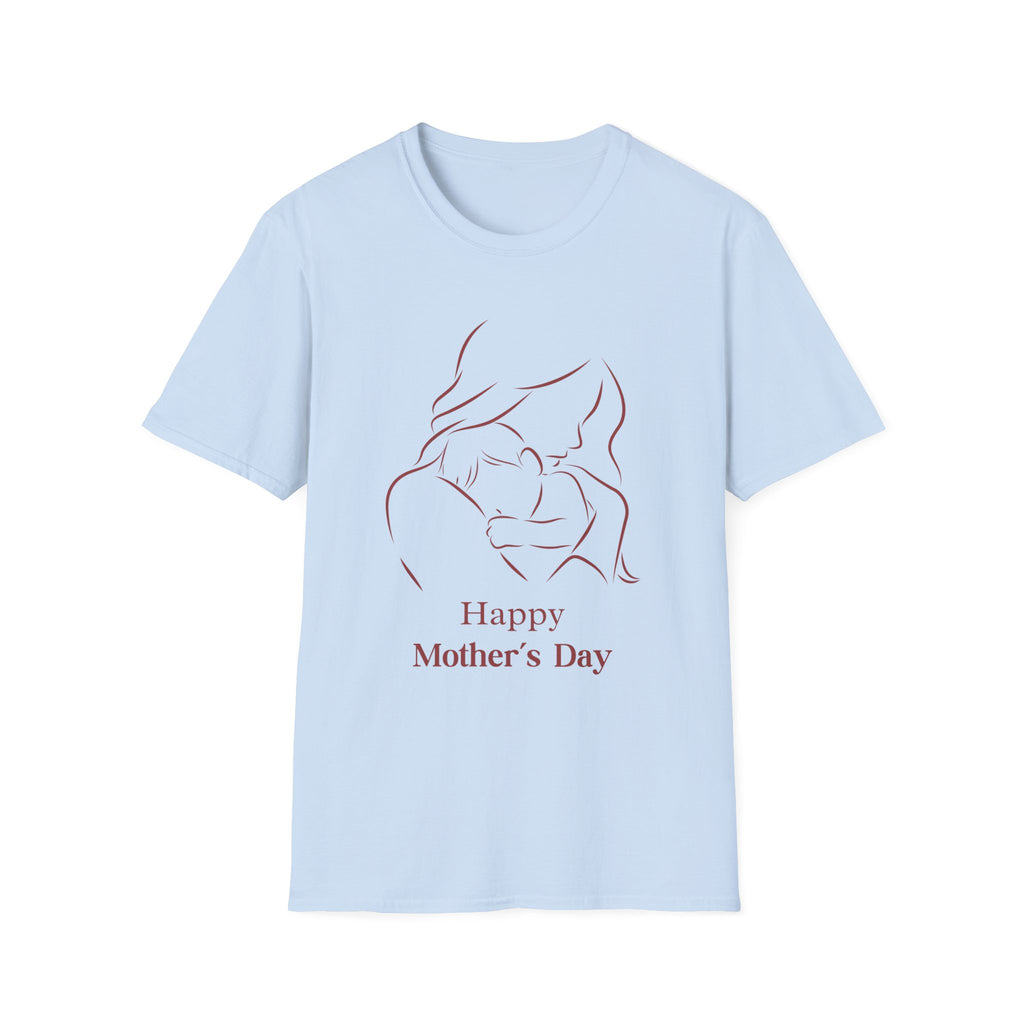 Mother's Day T-Shirt — Minimal Mom and Baby Line Art with "Happy Mother's Day"