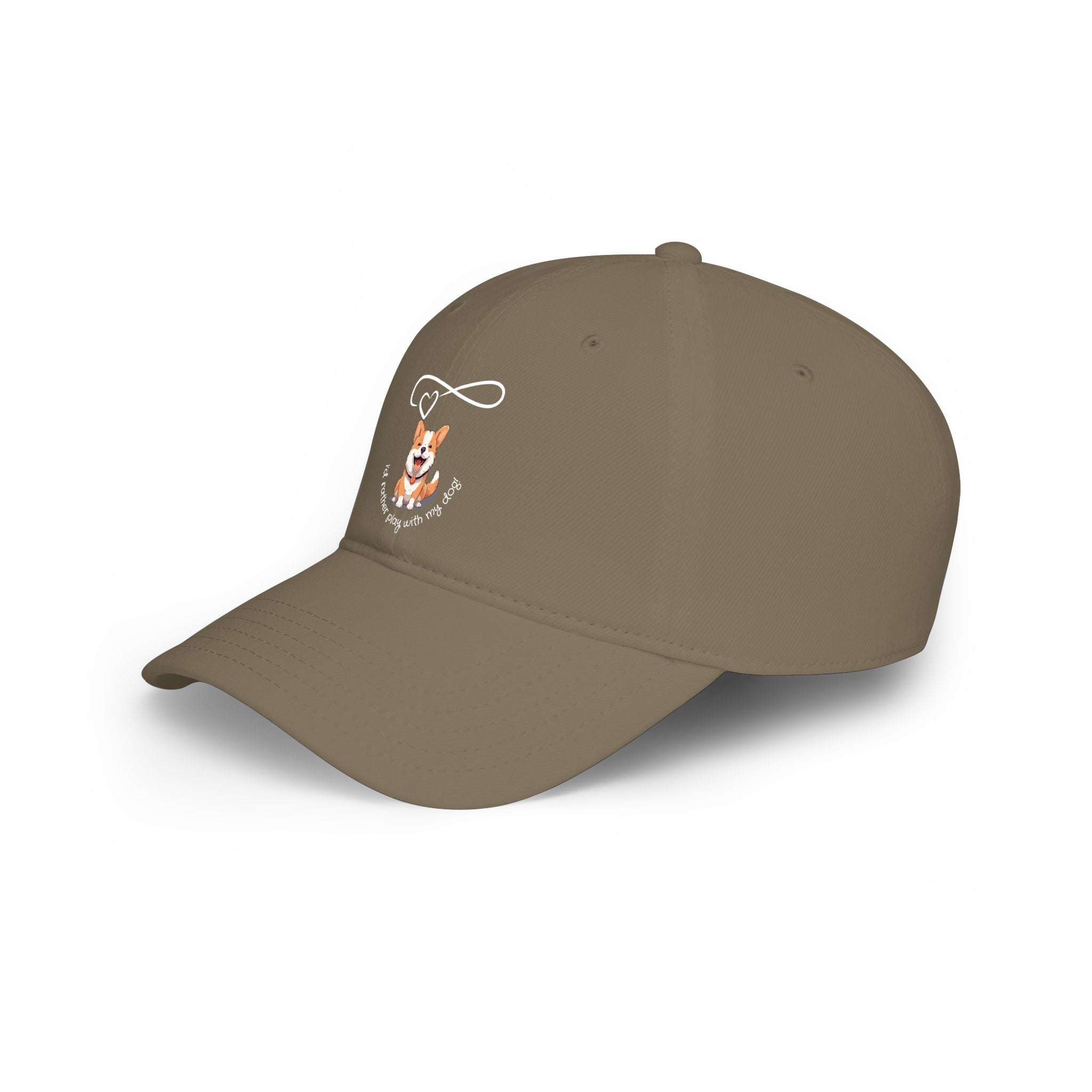 Corgi Pawprints Low Profile Baseball Cap — "My Rescue Dog Has My Heart" Red Cap