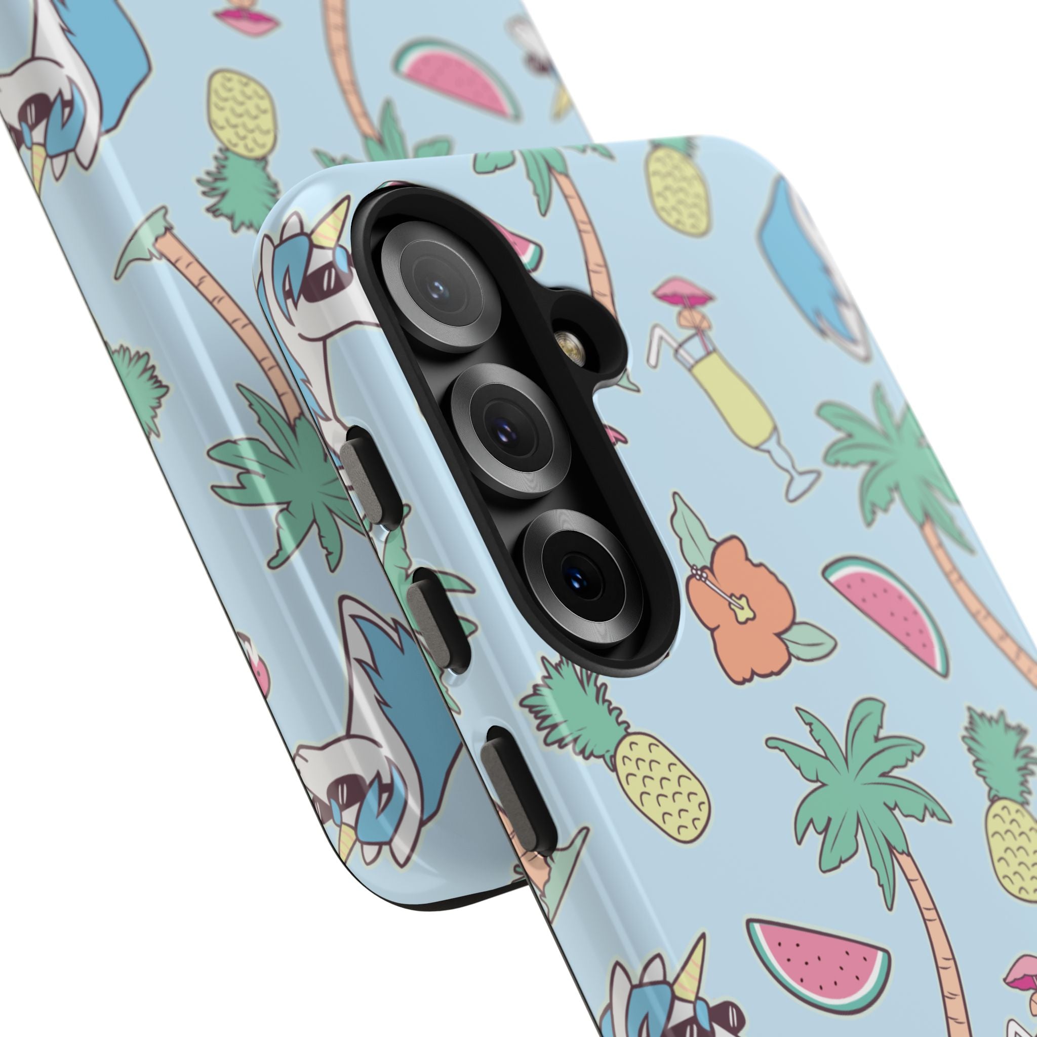 Tropical Summer Tough Phone Case — Pineapple, Flamingo & Palm Pattern