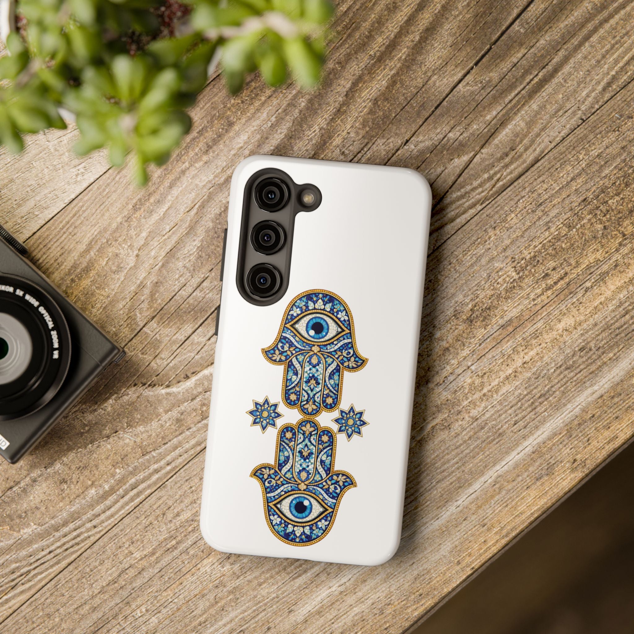 Hamsa Eye Tough Phone Case — Blue Mosaic Protective Phone Cover