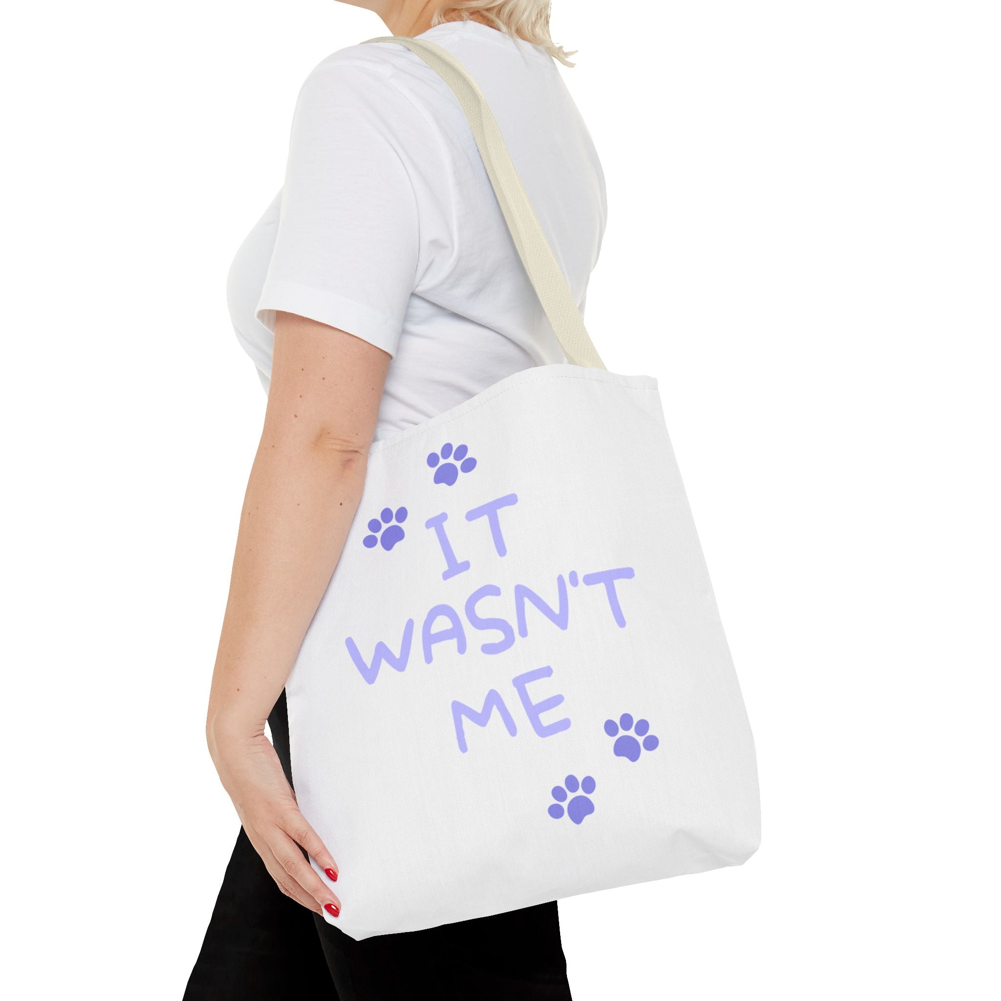 Cat Paw Print Tote — "It Wasn't Me" Funny Cat Tote Bag