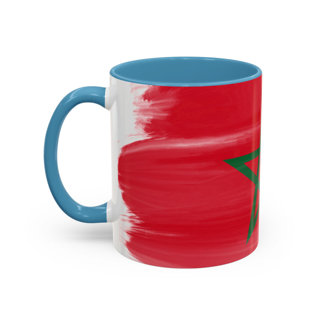 Morocco Flag Accent Coffee Mug — Red & Green Moroccan Star Design (11/15oz)