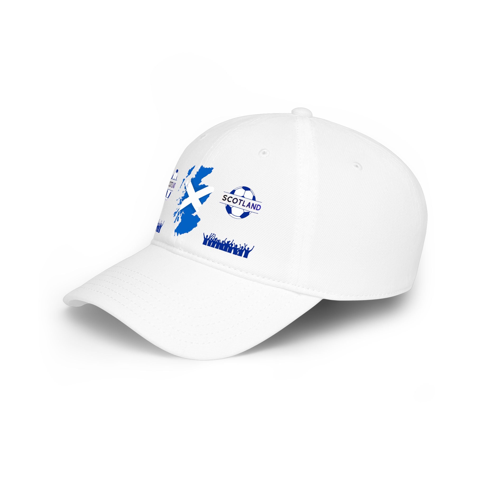 Scotland Soccer Fan Cap — Scottish Flag & Football Silhouette Low Profile Baseball Hat