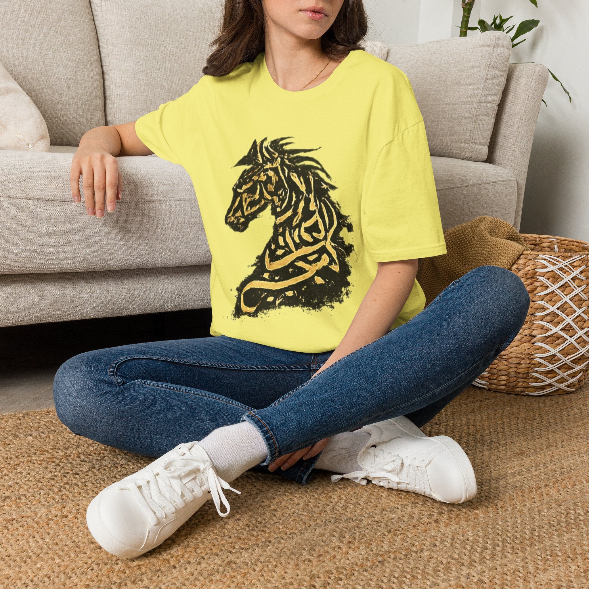 Tribal Gold Horse T-Shirt — Stylized Celtic Stallion Tee