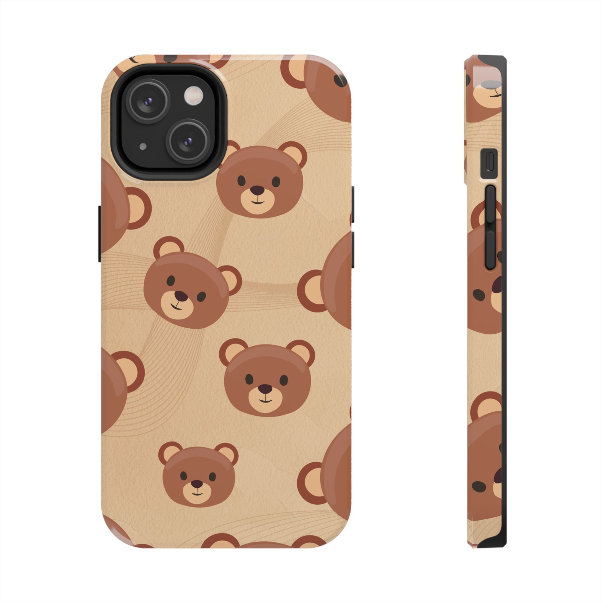 Bear Pattern Tough Phone Case — Cute Brown Bear Protective Phone Cover